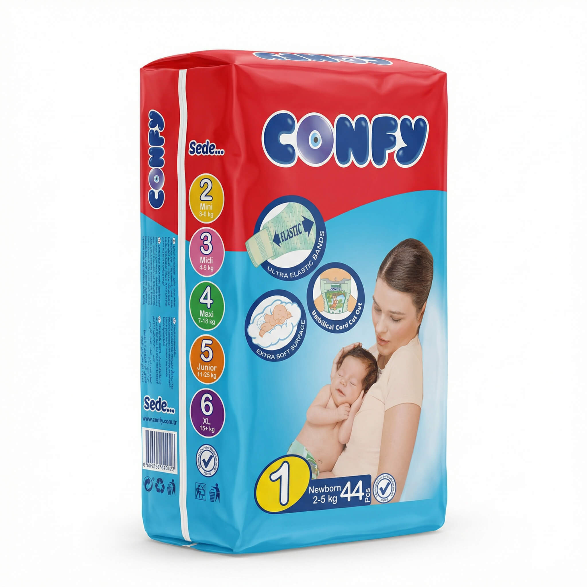 Confy Newborn Diapers Size 1 (2-5 kg) 44 Pcs