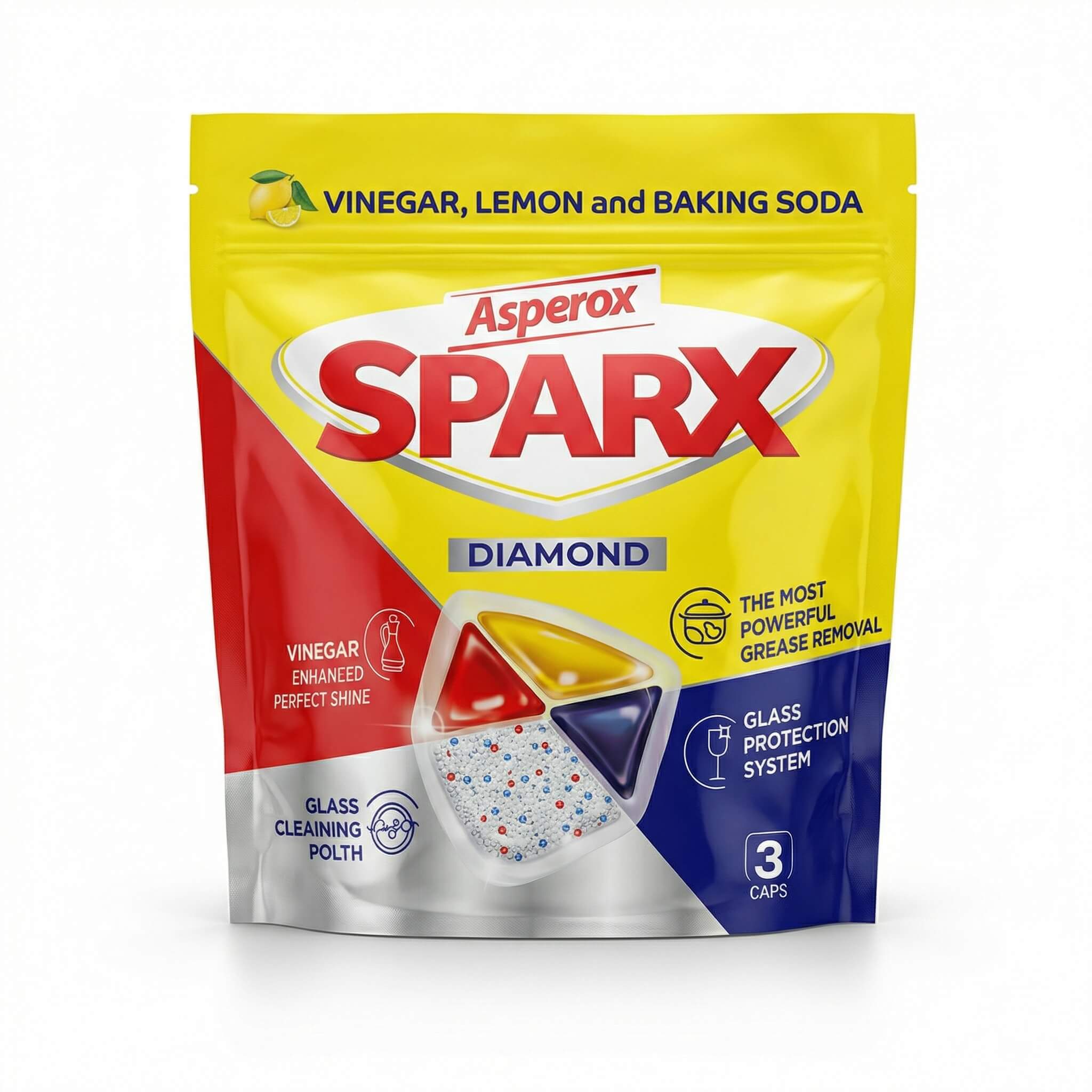 Asperox Sparx Diamond Dishwasher Capsules Vinegar, Lemon and Baking Soda