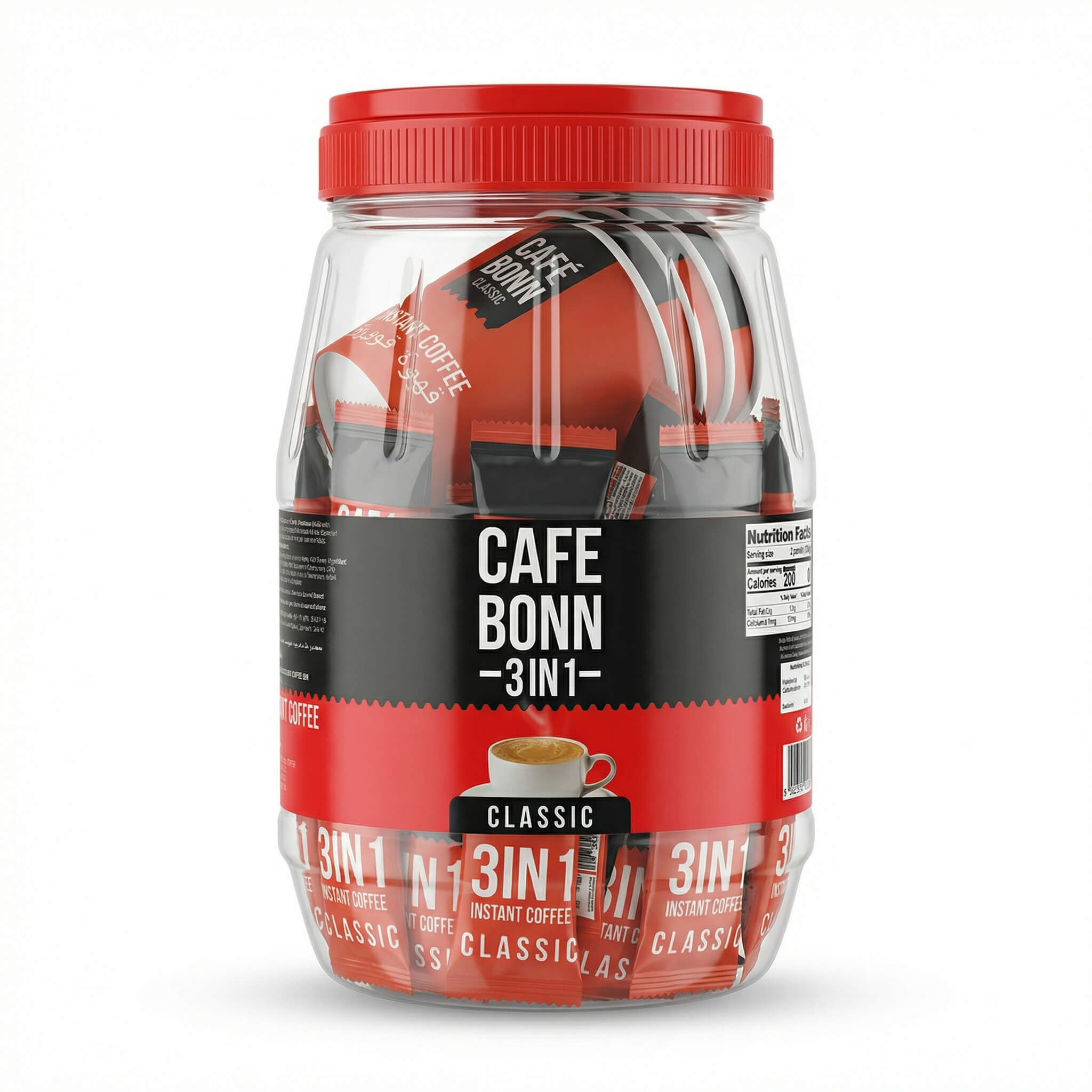 Cafe Bonn 3-in-1 Classic Instant Coffee Jar with Cups