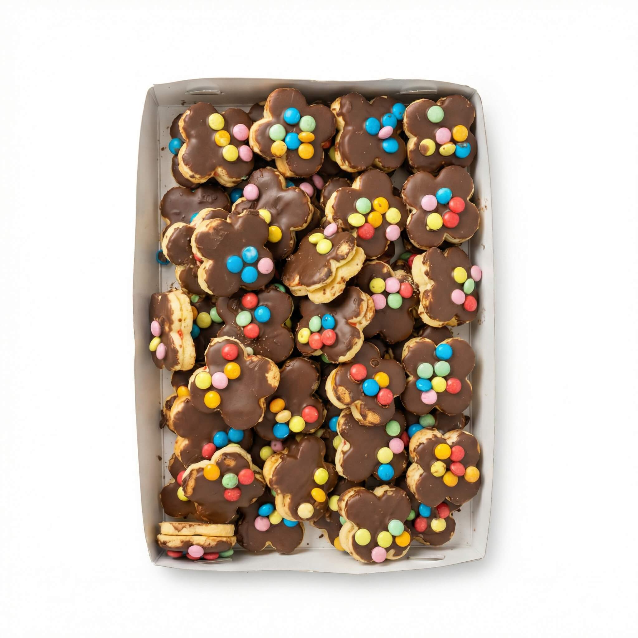 Flower Shaped Cookies with Chocolate and Candy