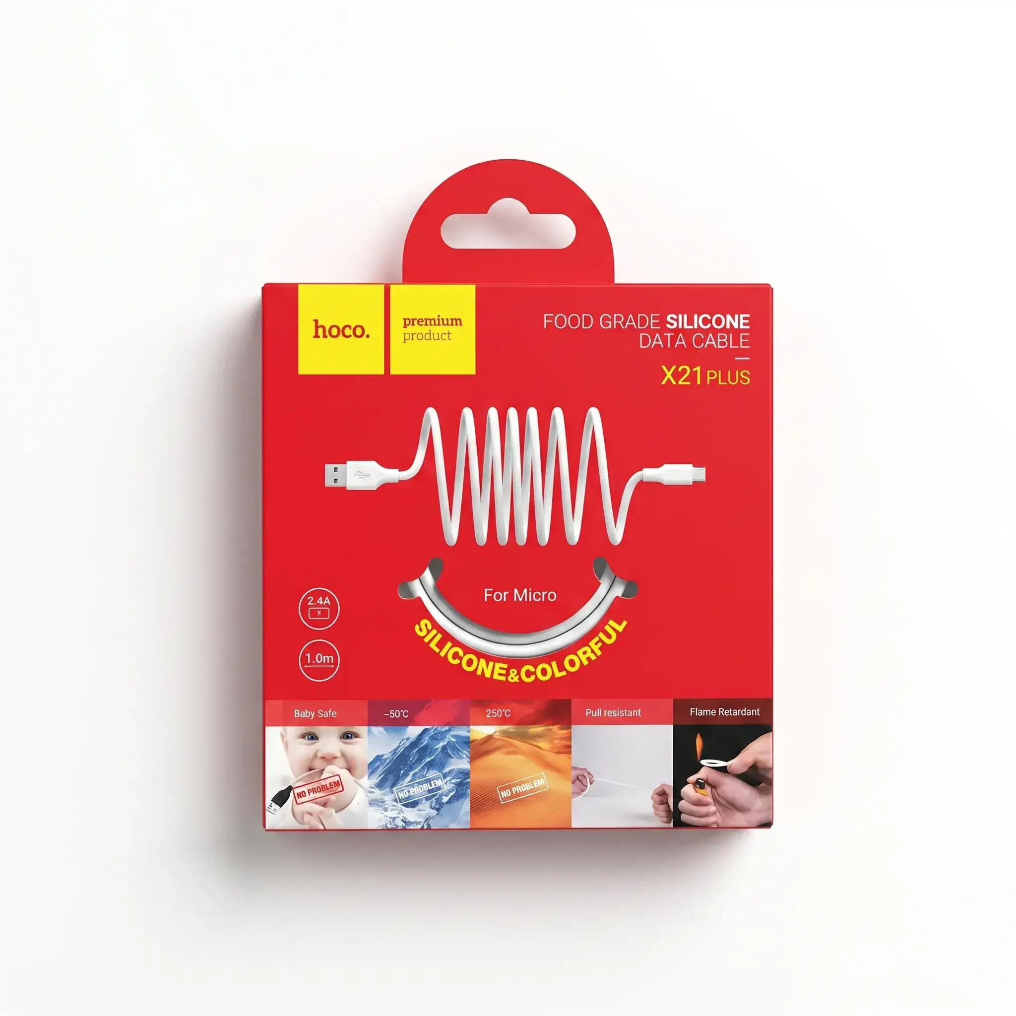 Hoco X21 Plus Food Grade Silicone Micro USB Data Cable 1.0m