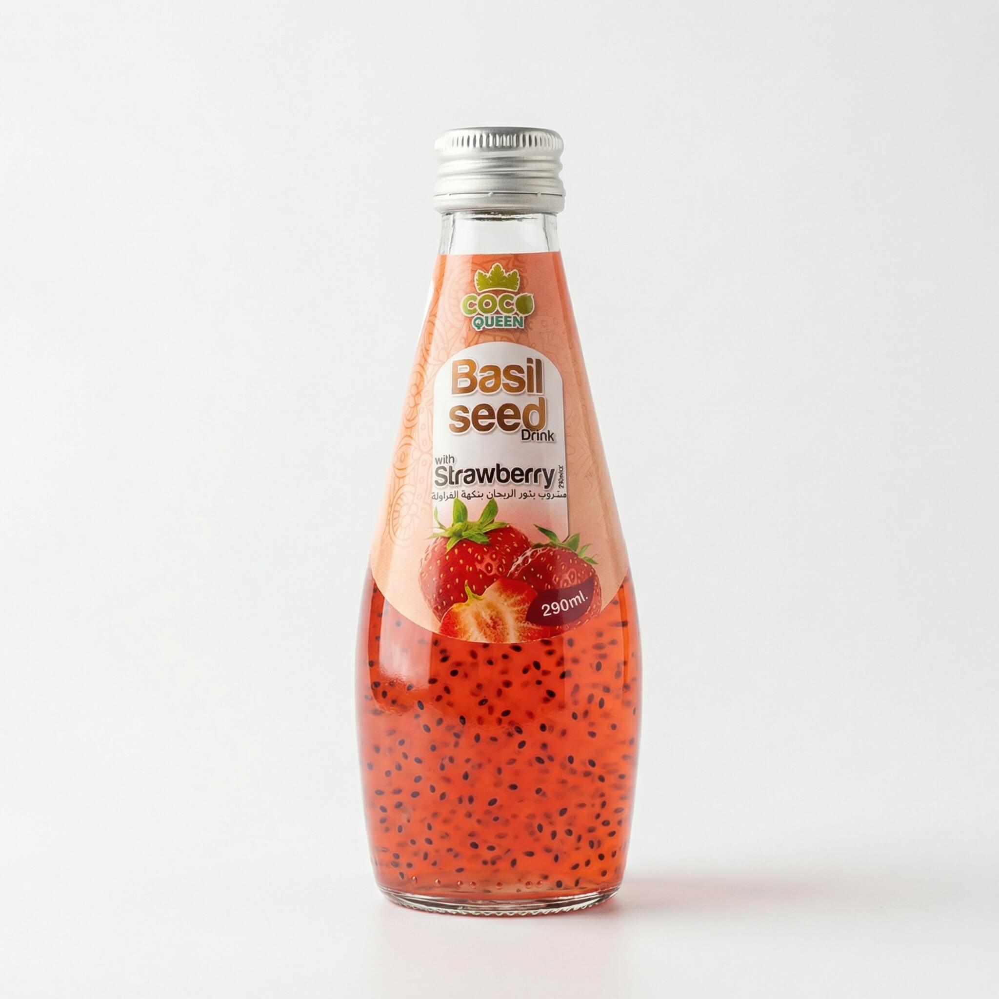Coco Queen Basil Seed Drink with Strawberry