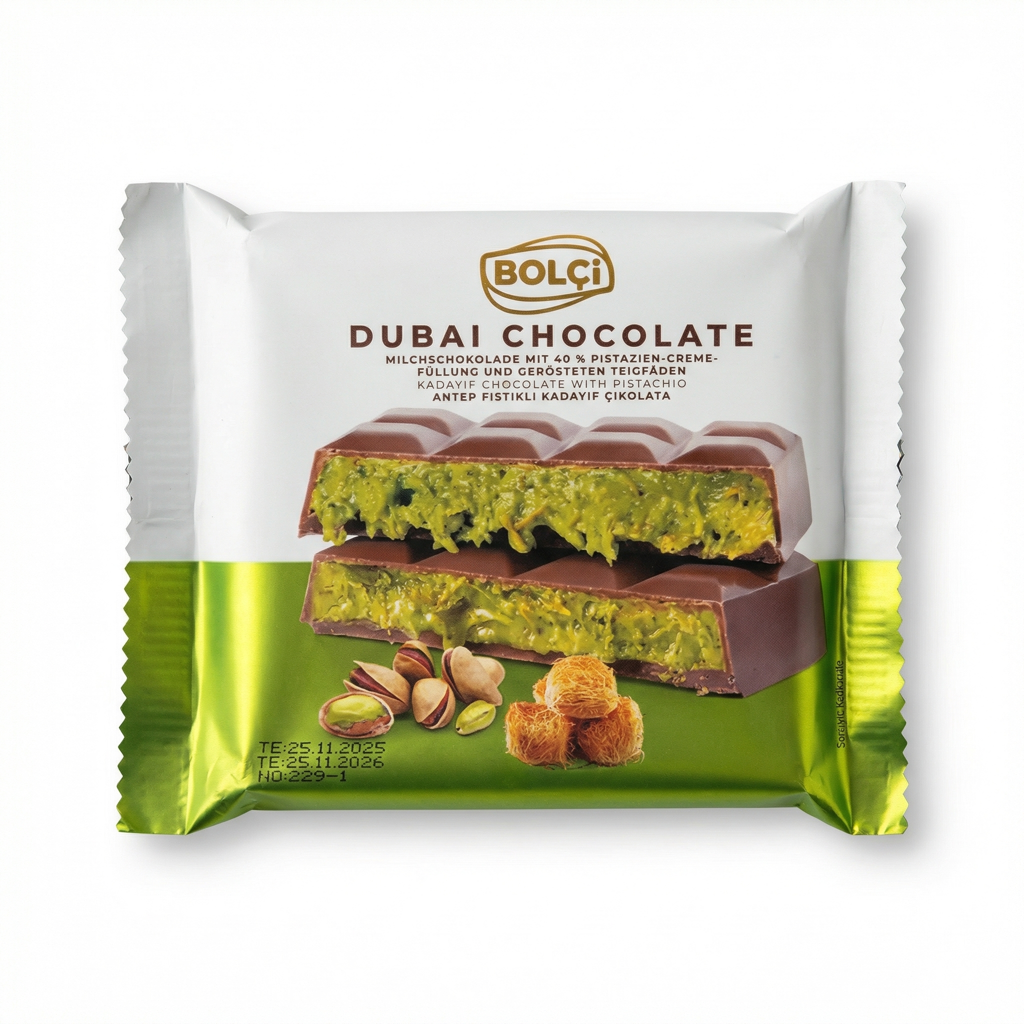 Bolci Dubai Chocolate with Pistachio and Kadayif