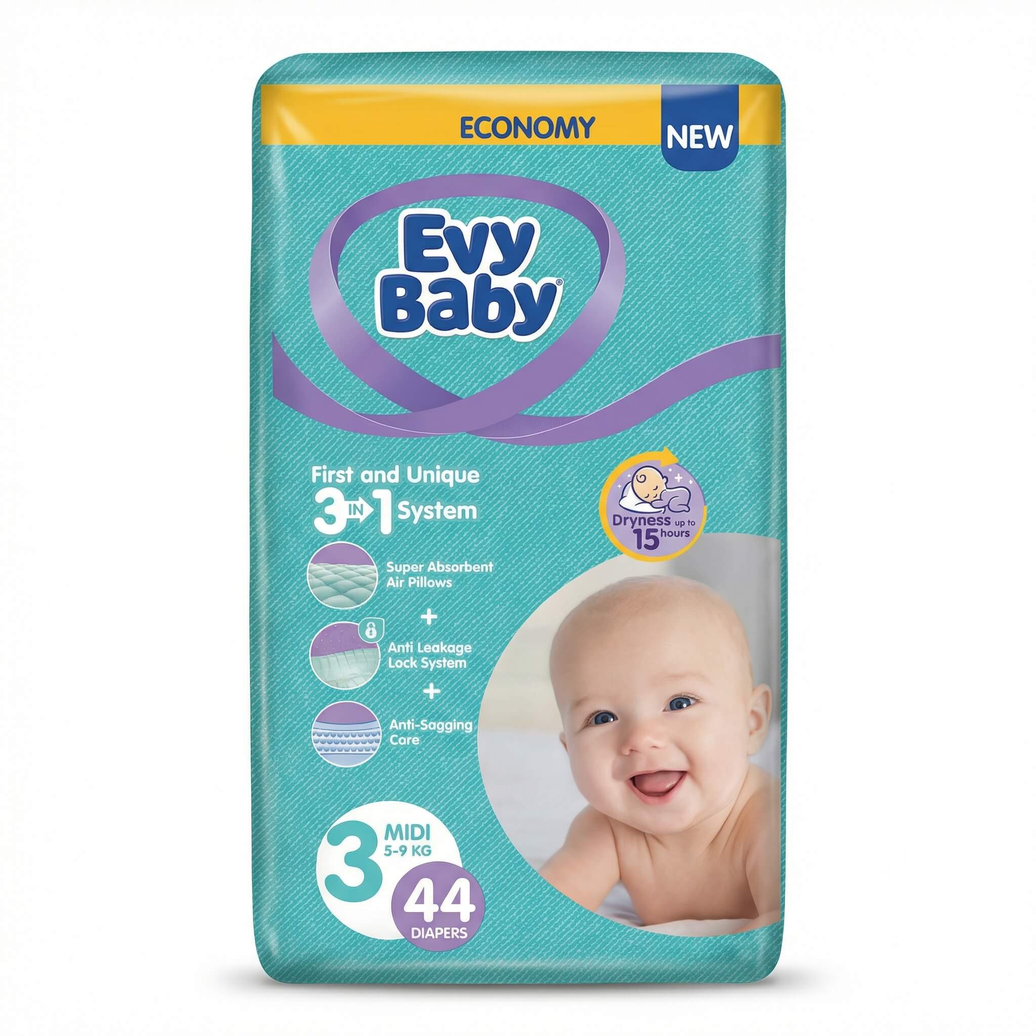 Evy Baby Diapers Midi Size 3 (5-9 kg) Economy Pack
