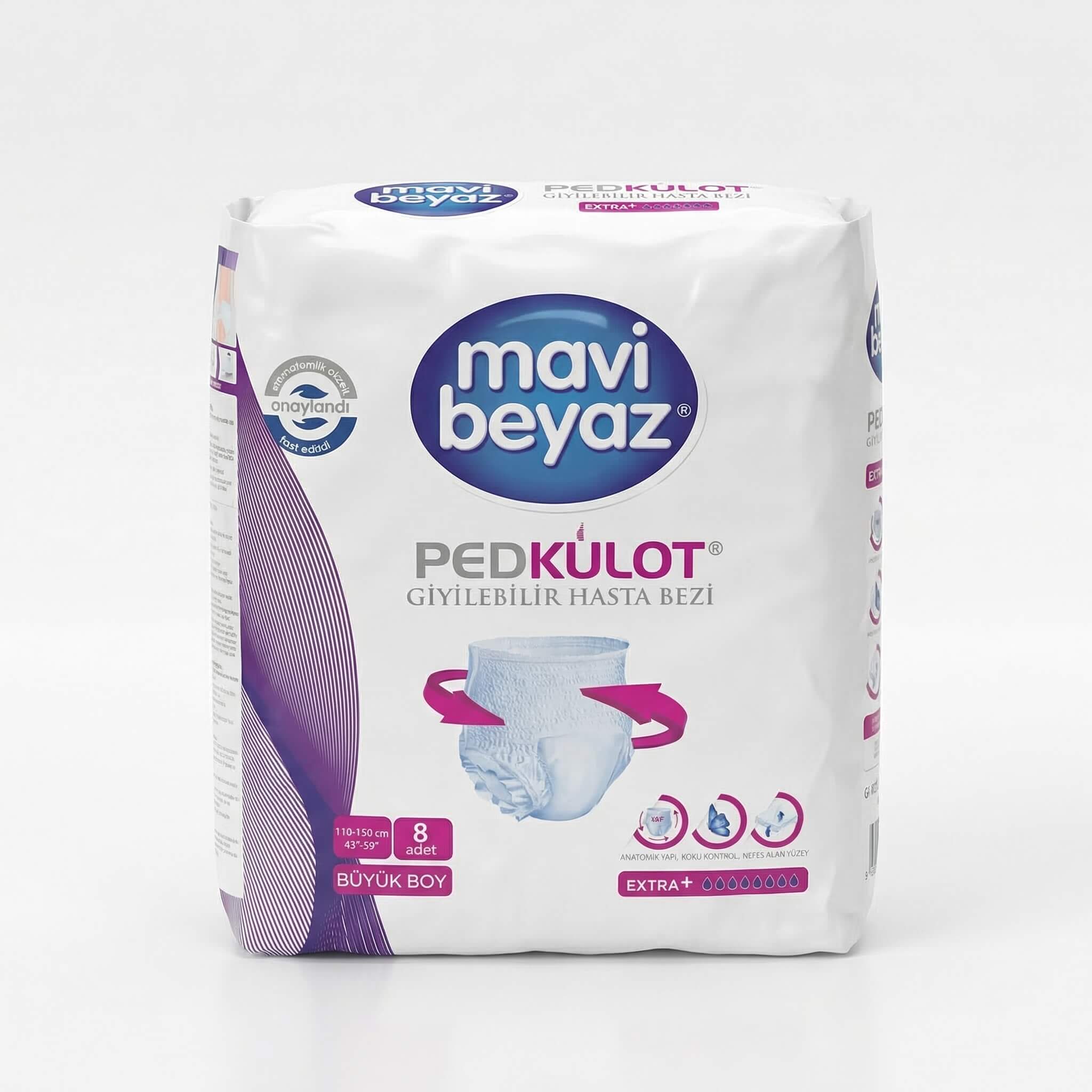 Mavi Beyaz Pedkulot Adult Pull-Up Pants Large - 8 Pieces