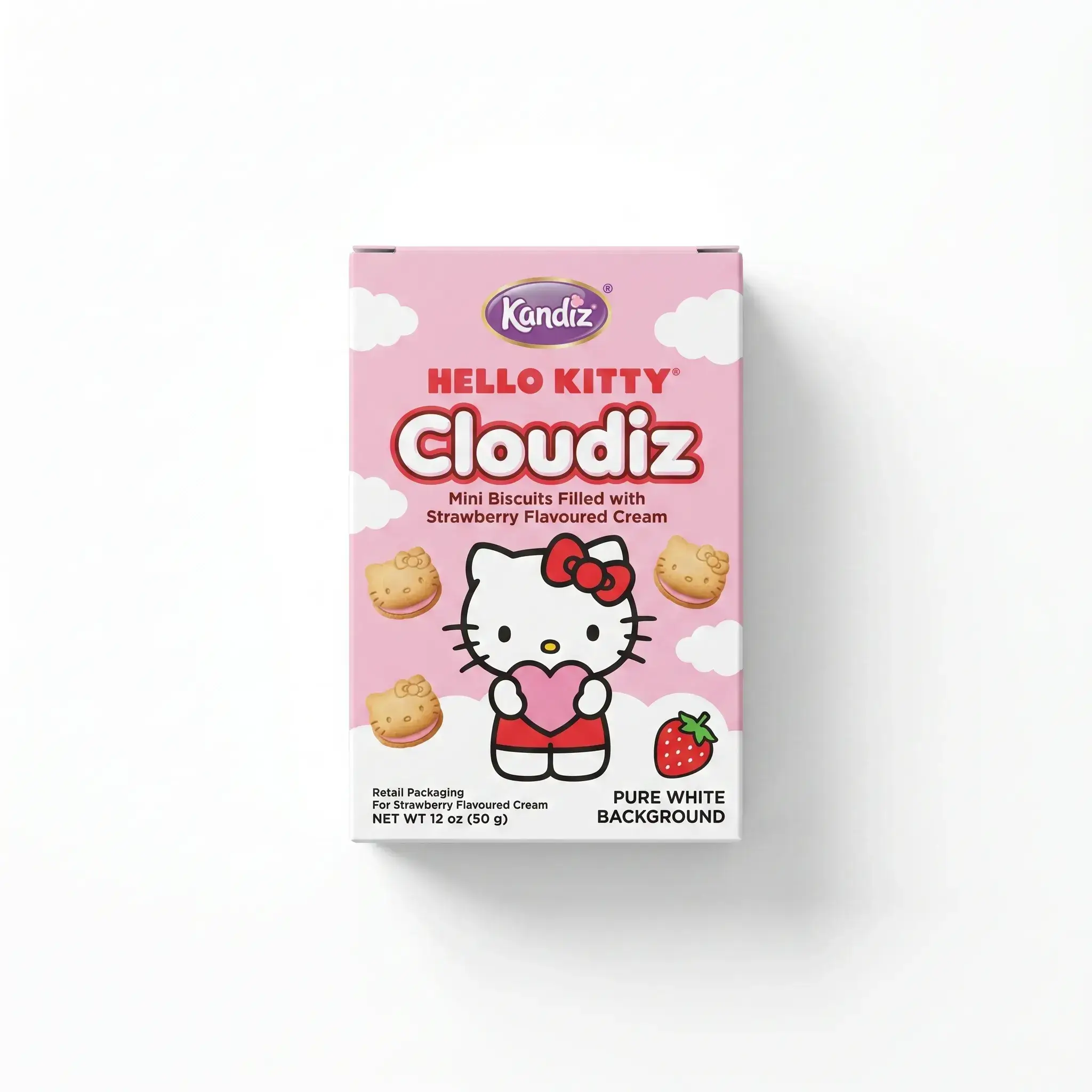 Kandiz Hello Kitty Cloudiz Mini Biscuits Filled with Strawberry Flavoured Cream