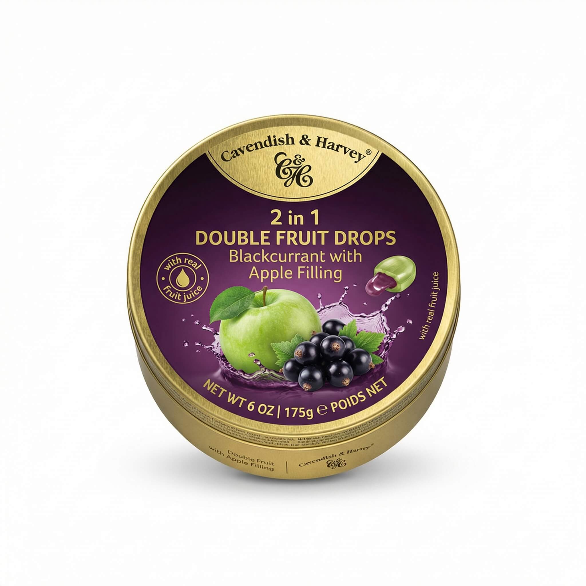 Cavendish & Harvey Double Fruit Drops Blackcurrant with Apple Filling