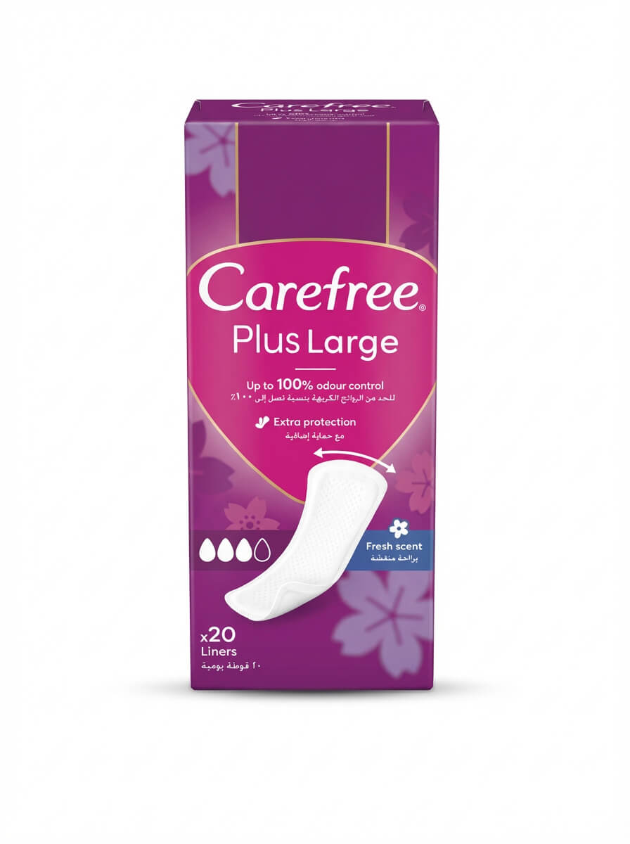 Carefree Plus Large Panty Liners Fresh Scent 20 Count