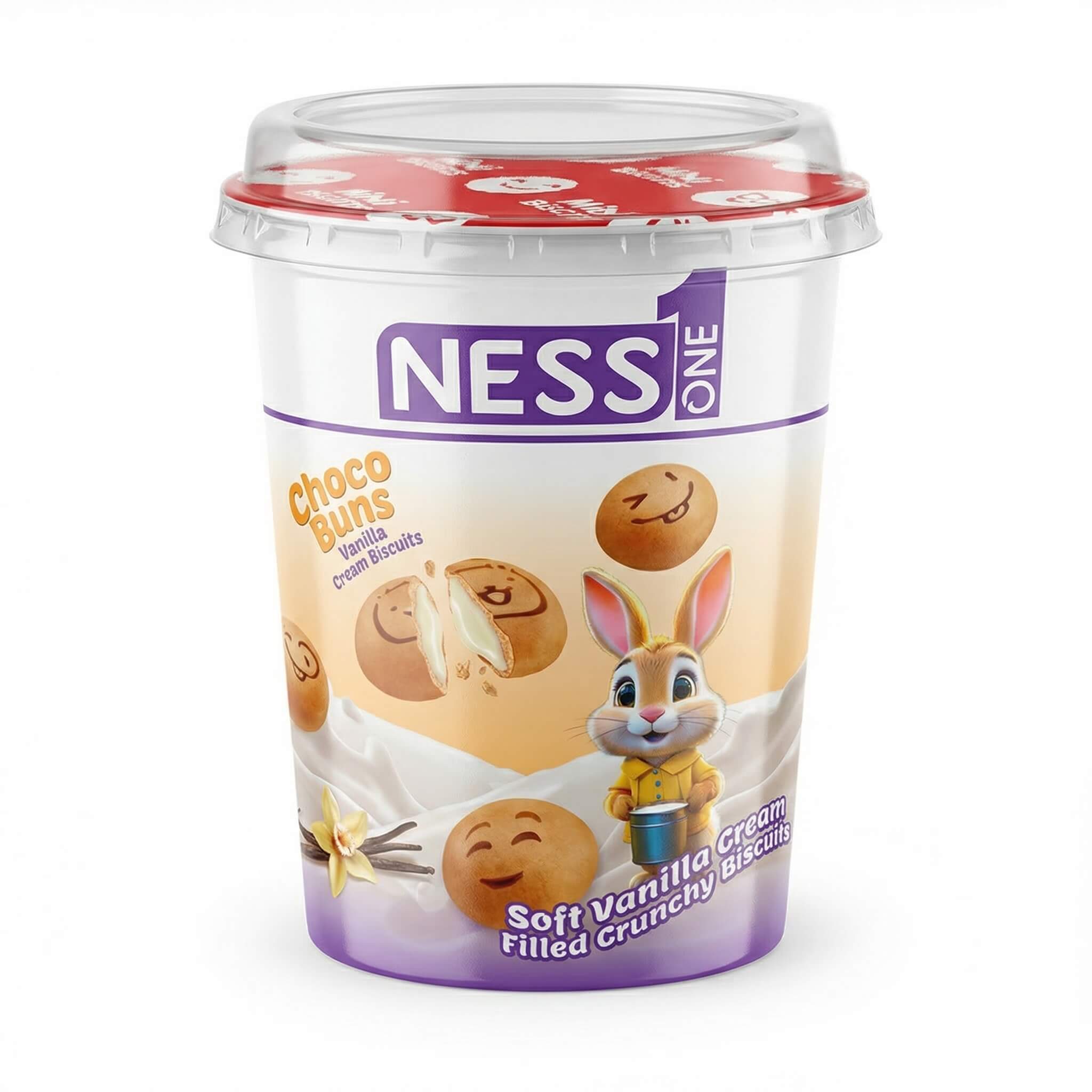 Ness One Choco Buns Soft Vanilla Cream Filled Crunchy Biscuits