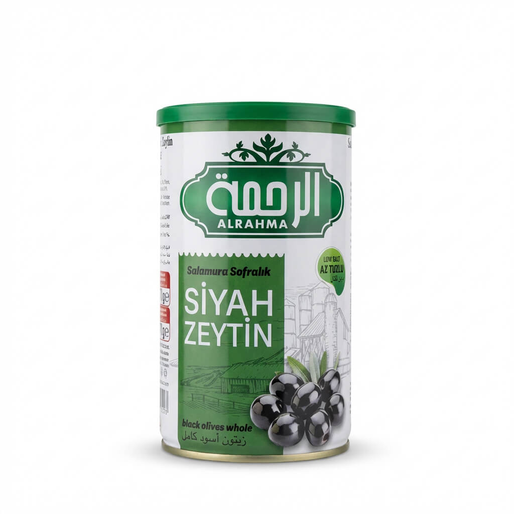 Alrahma Black Olives Whole Low Salt