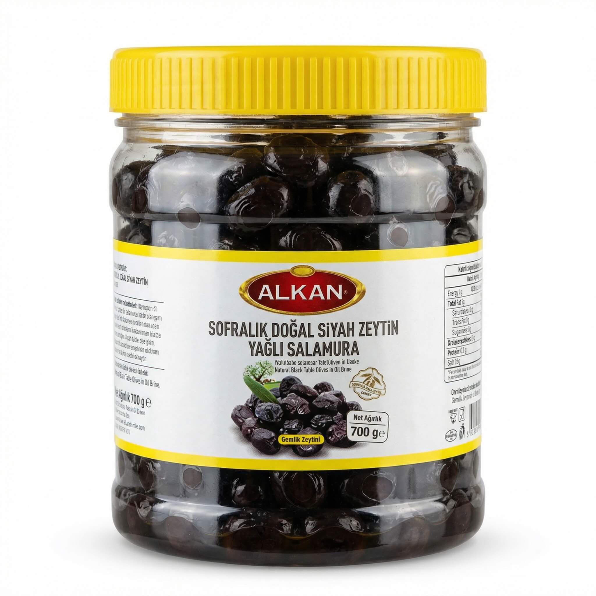 Alkan Natural Black Table Olives in Oil Brine