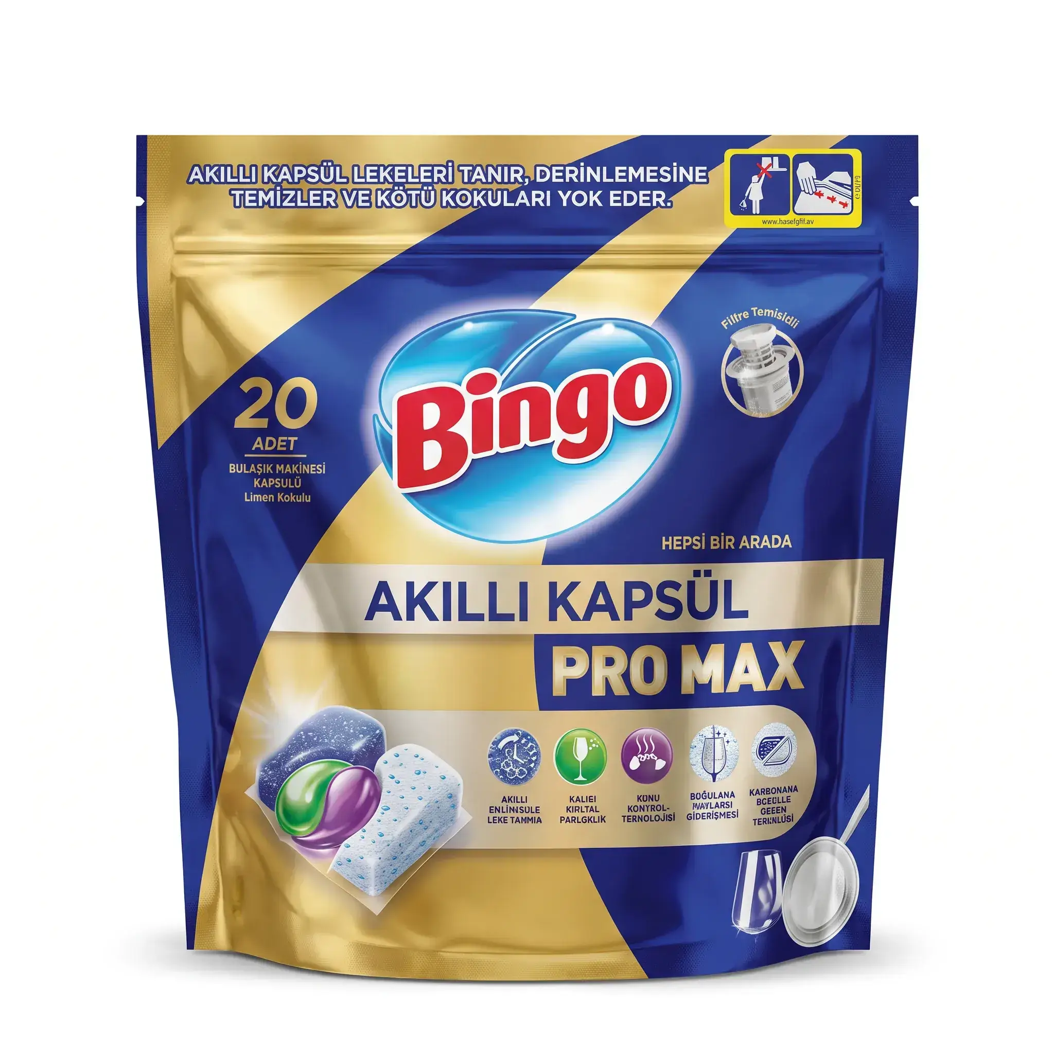 Bingo Akilli Kapsül Pro Max Dishwasher Tablets 20 Pieces