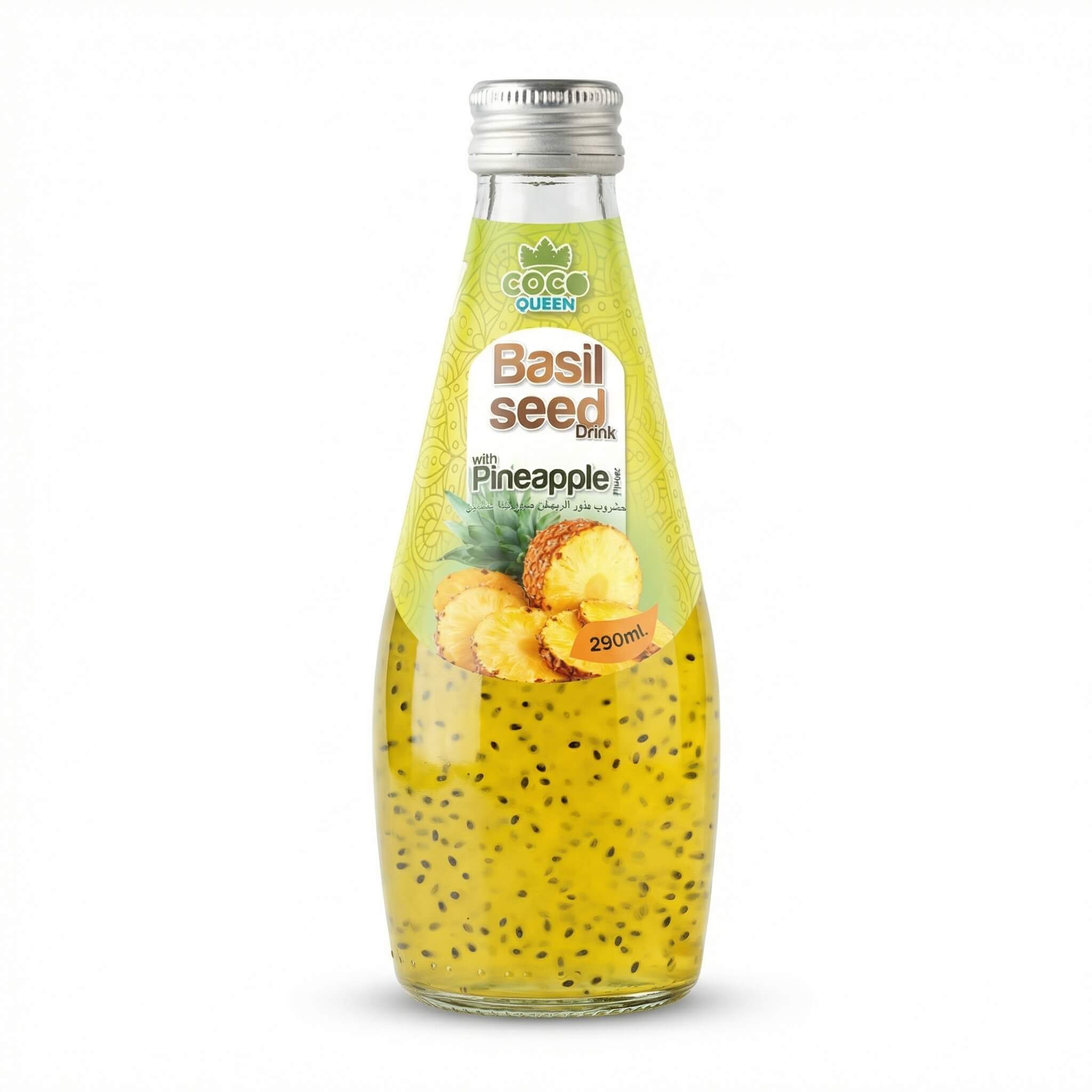 Coco Queen Basil Seed Drink with Pineapple Flavor