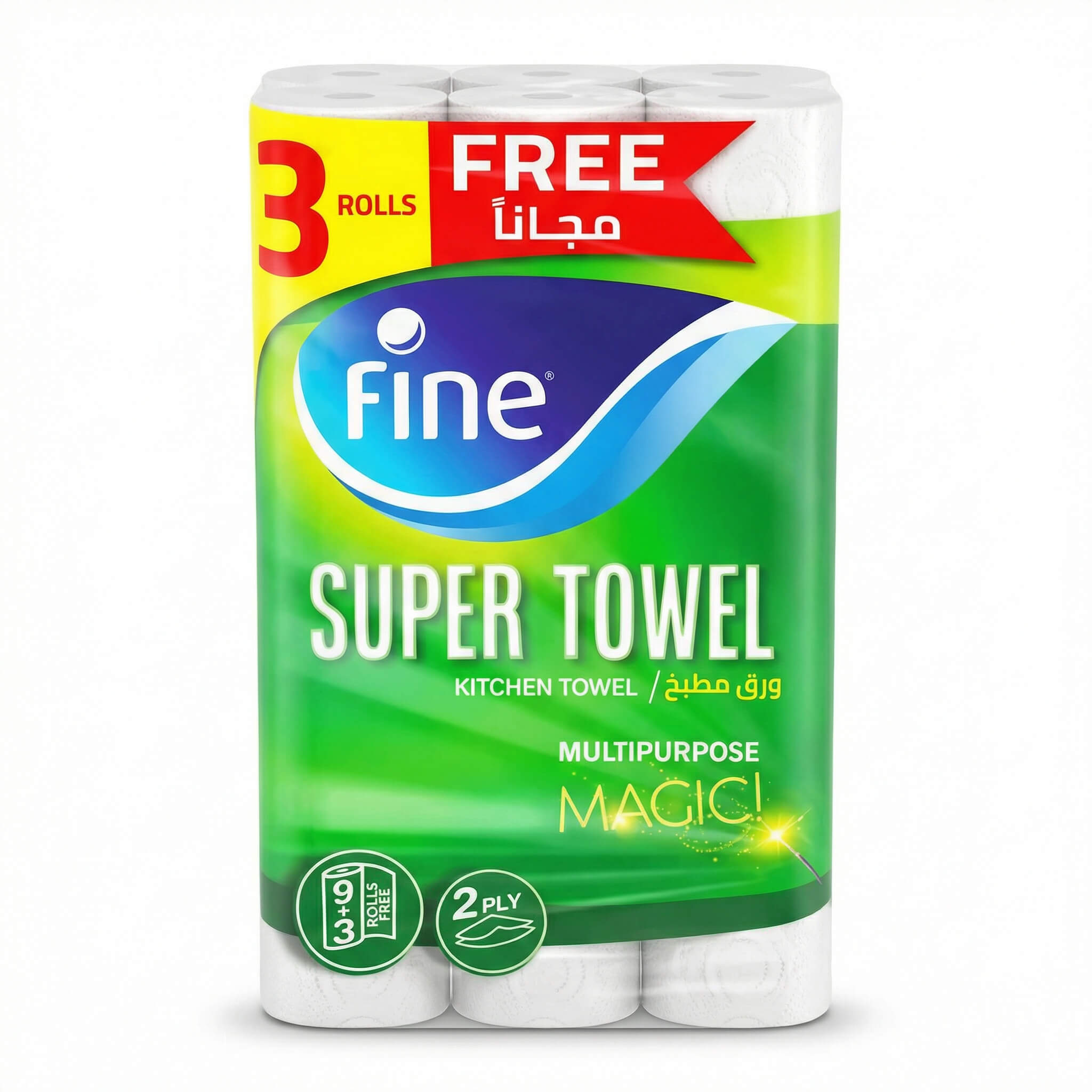Fine Super Towel Kitchen Towel 9+3 Free Rolls