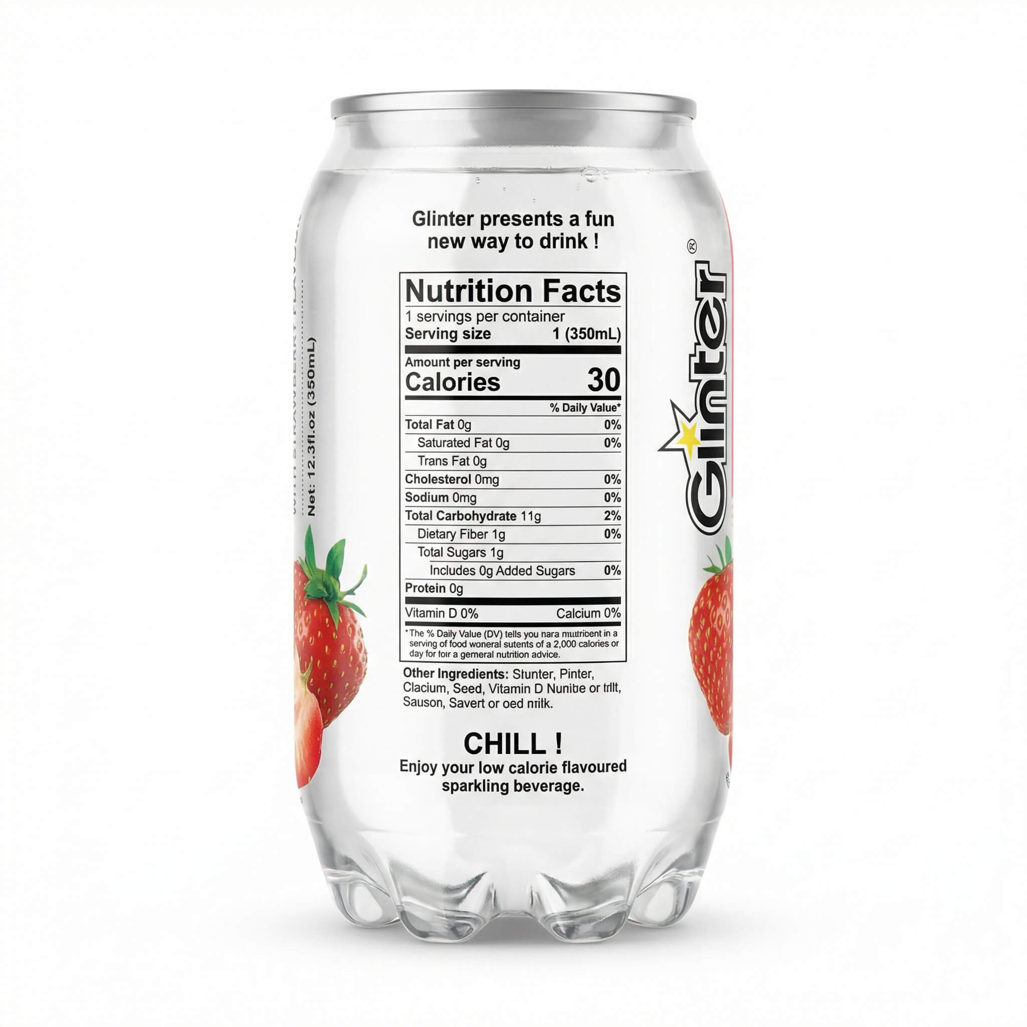 Glinter Sparkling Beverage with Strawberry Flavour 350 ml