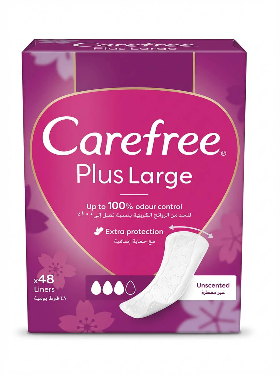 Carefree Plus Large Panty Liners Unscented 48 Count