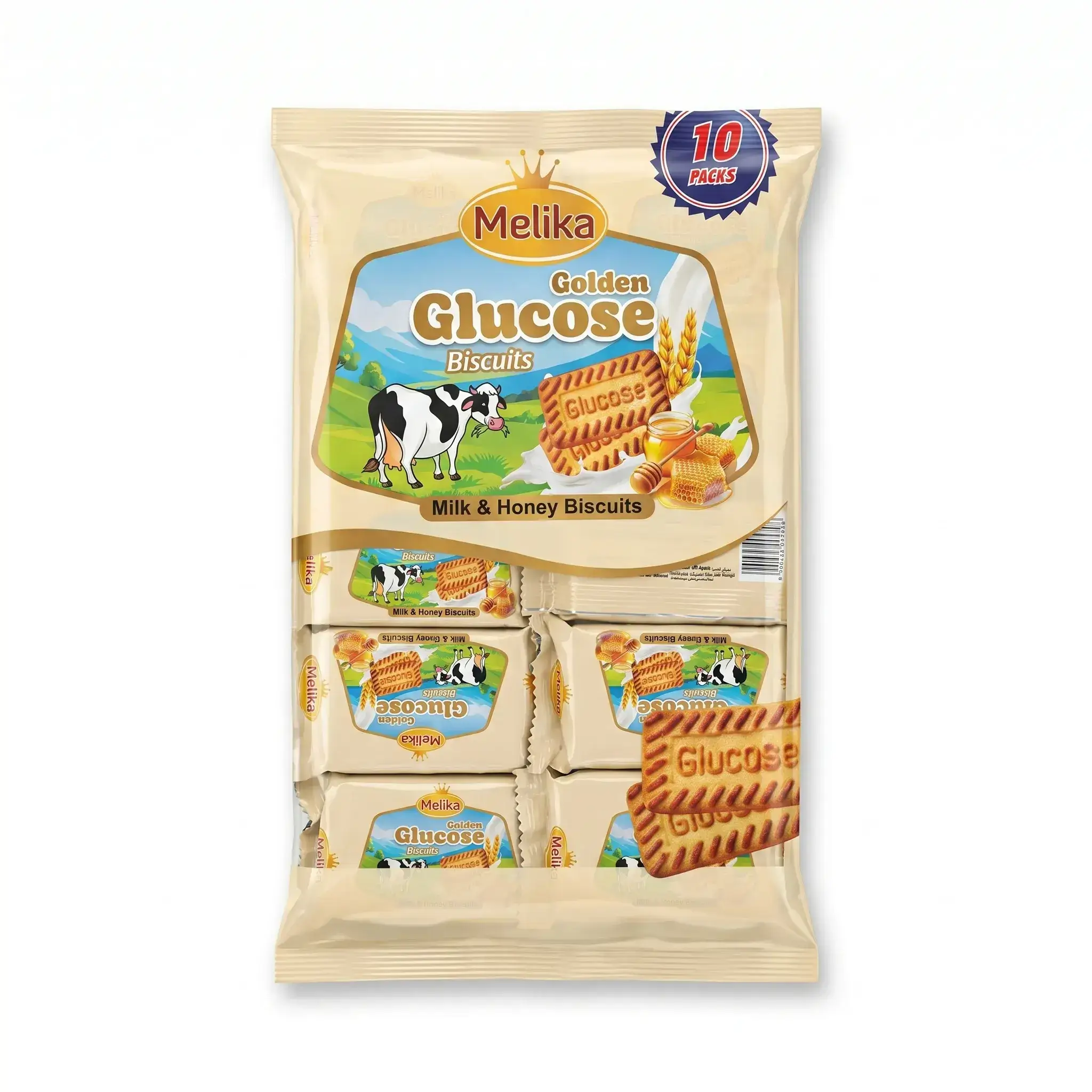 Melika Golden Glucose Biscuits - 10 Packs