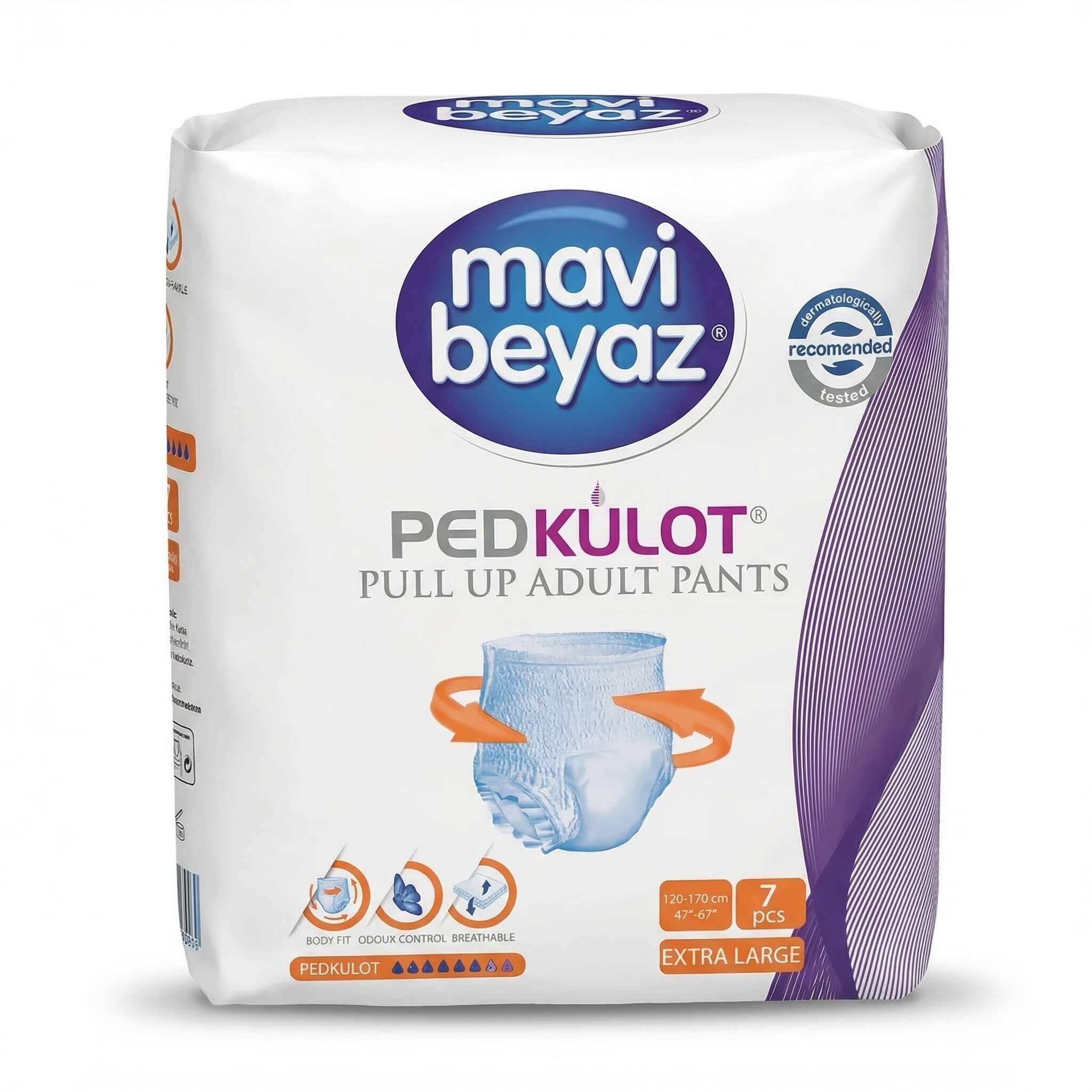Mavi Beyaz Pedkulot Pull Up Adult Pants Extra Large
