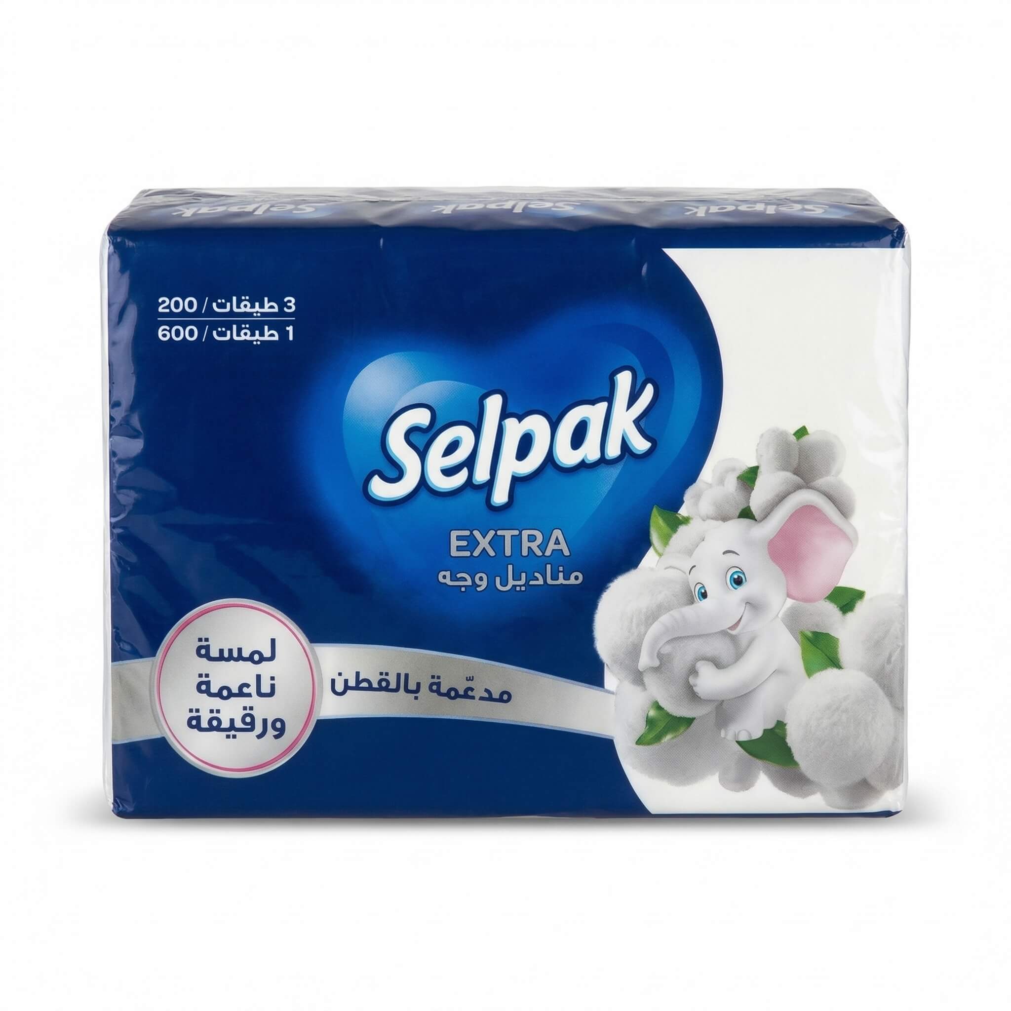 Selpak Extra Facial Tissues 200 Sheets x 3 Packs