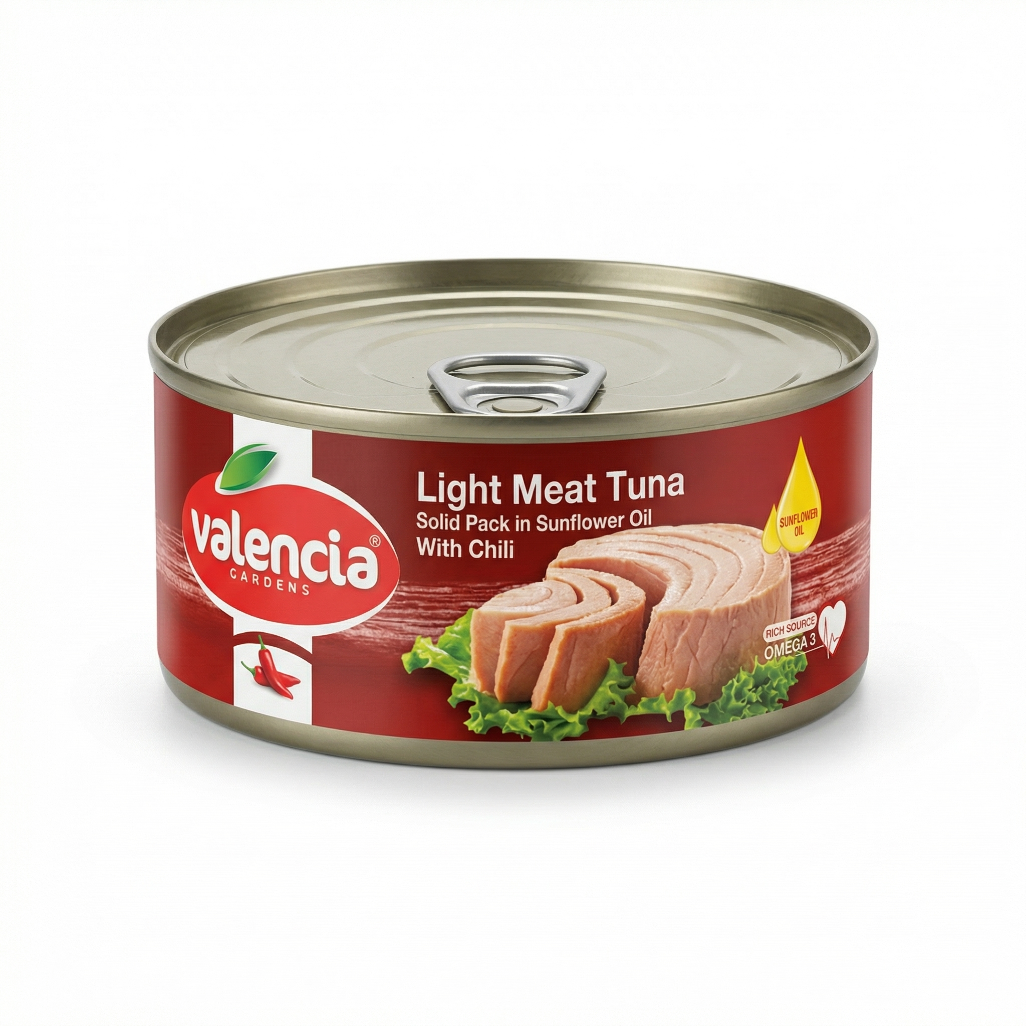 Valencia Light Meat Tuna Solid Pack in Sunflower Oil with Chili