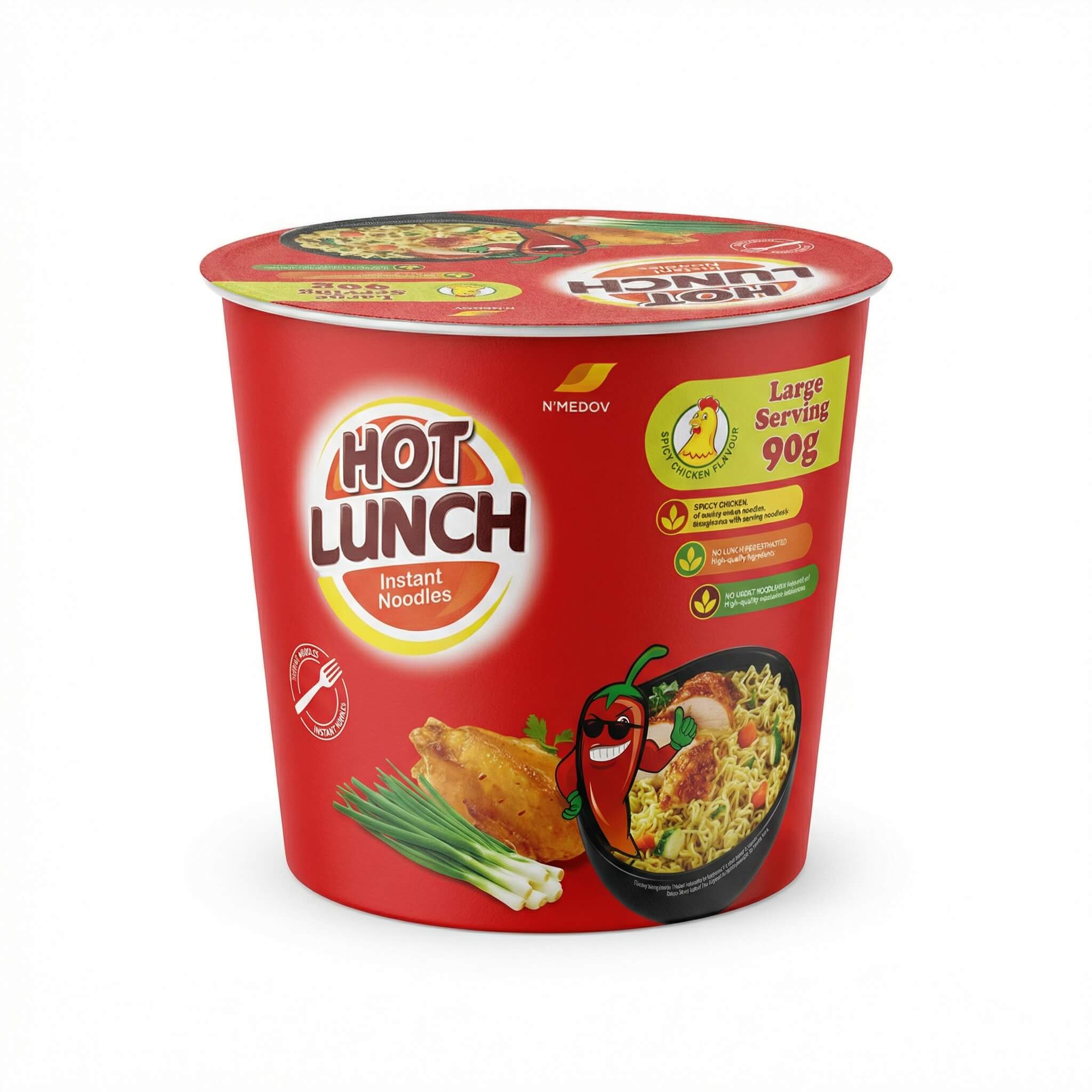 Hot Lunch Spicy Chicken Instant Noodles Cup