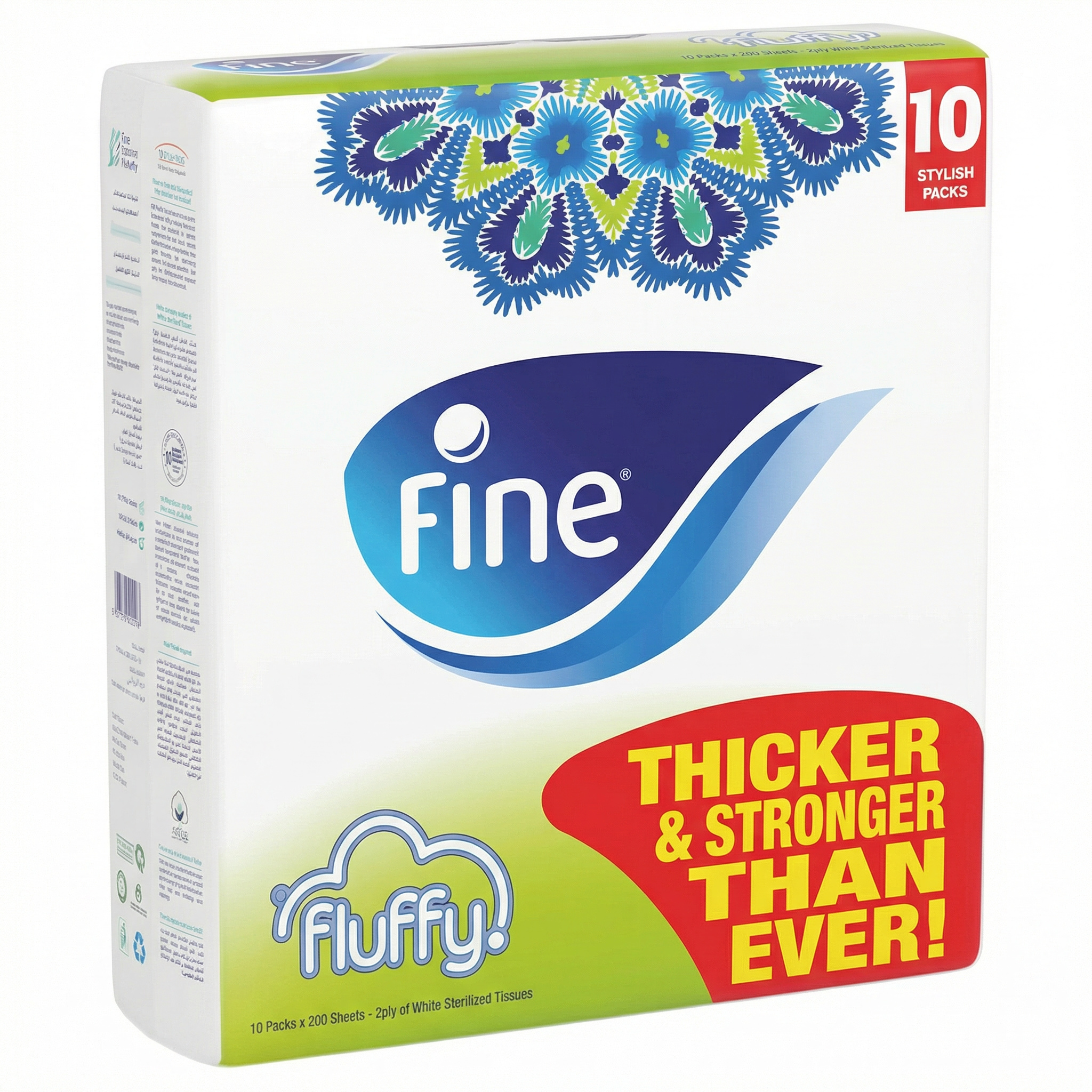 Fine Fluffy Facial Tissues - 10 Packs x 200 Sheets