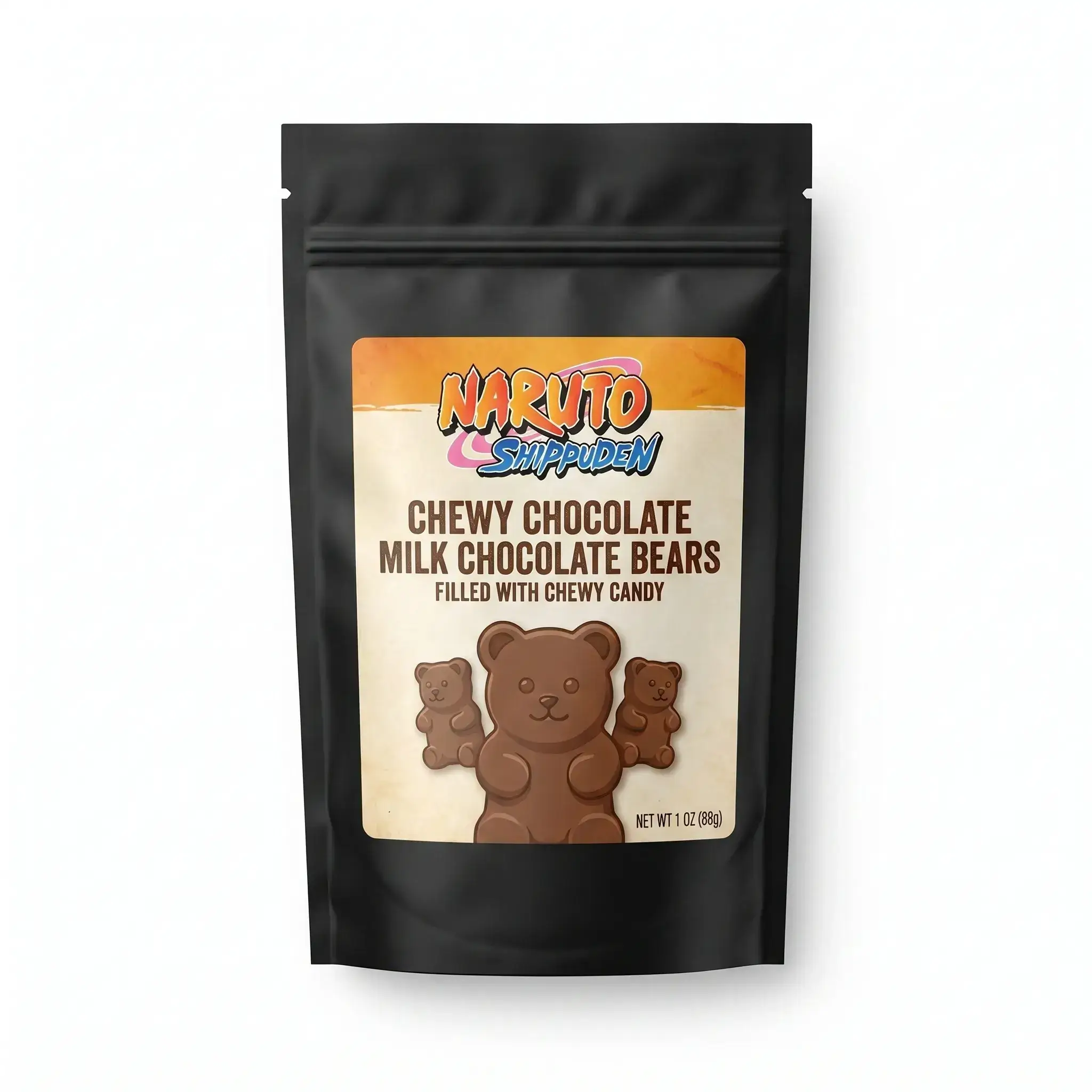 Naruto Shippuden Chewy Chocolate Milk Chocolate Bears Filled with Chewy Candy