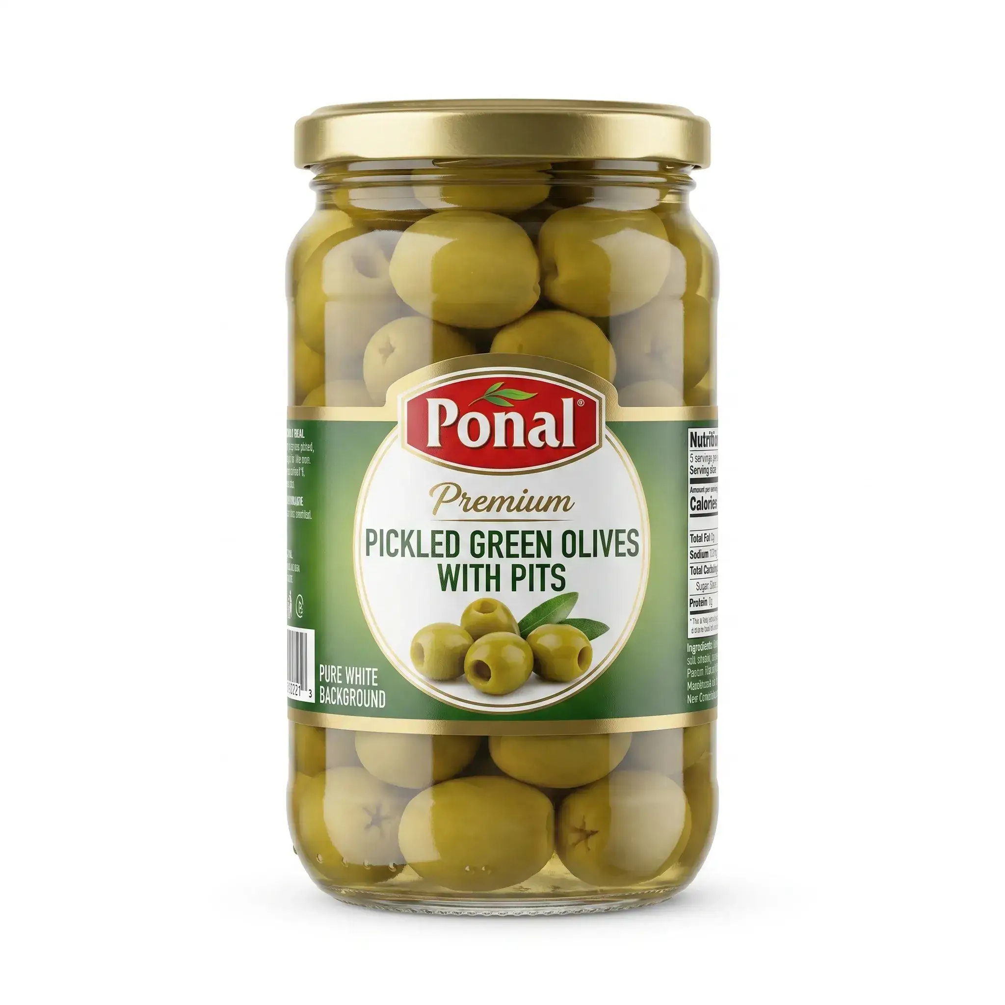 Ponal Premium Pickled Green Olives with Pits