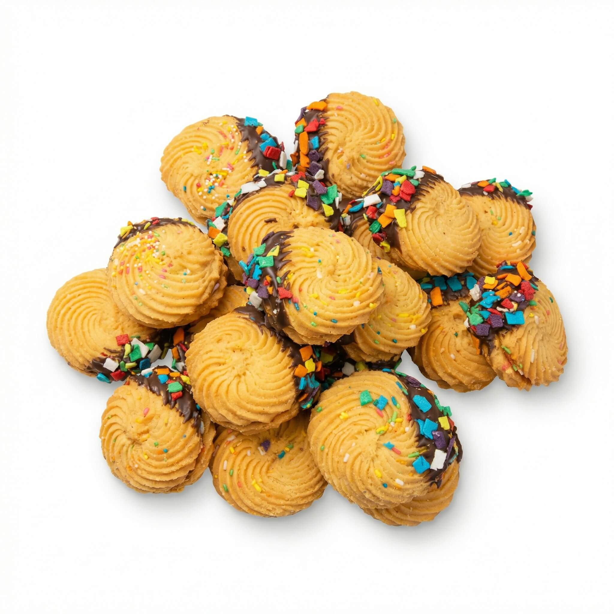 Petit Four Cookies with Chocolate and Sprinkles