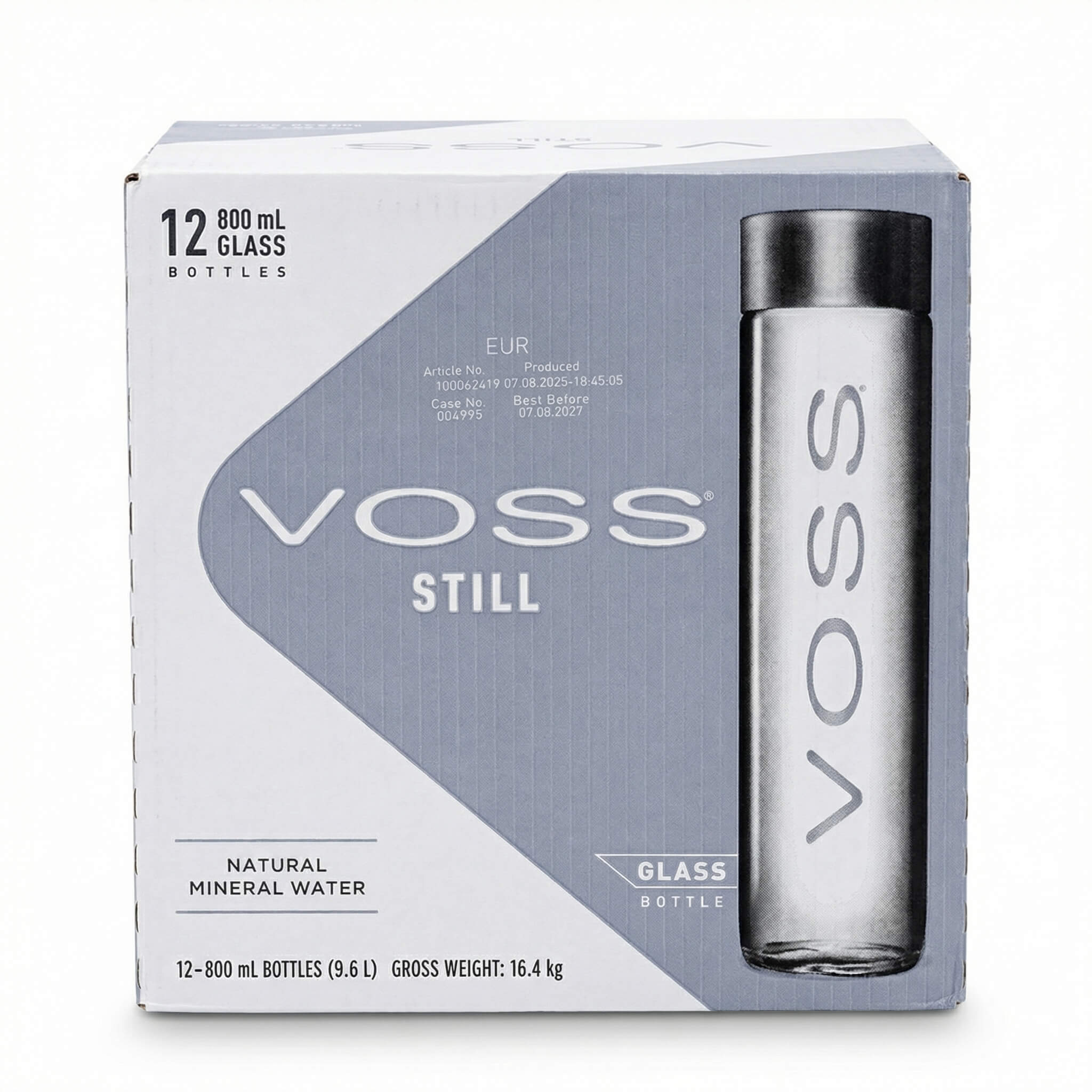 Voss Still Natural Mineral Water Case (12 x 800ml Glass Bottles)