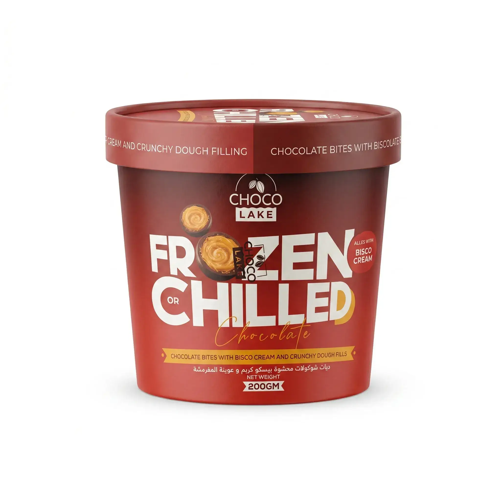 Choco Lake Frozen or Chilled Chocolate Bites with Bisco Cream and Crunchy Dough
