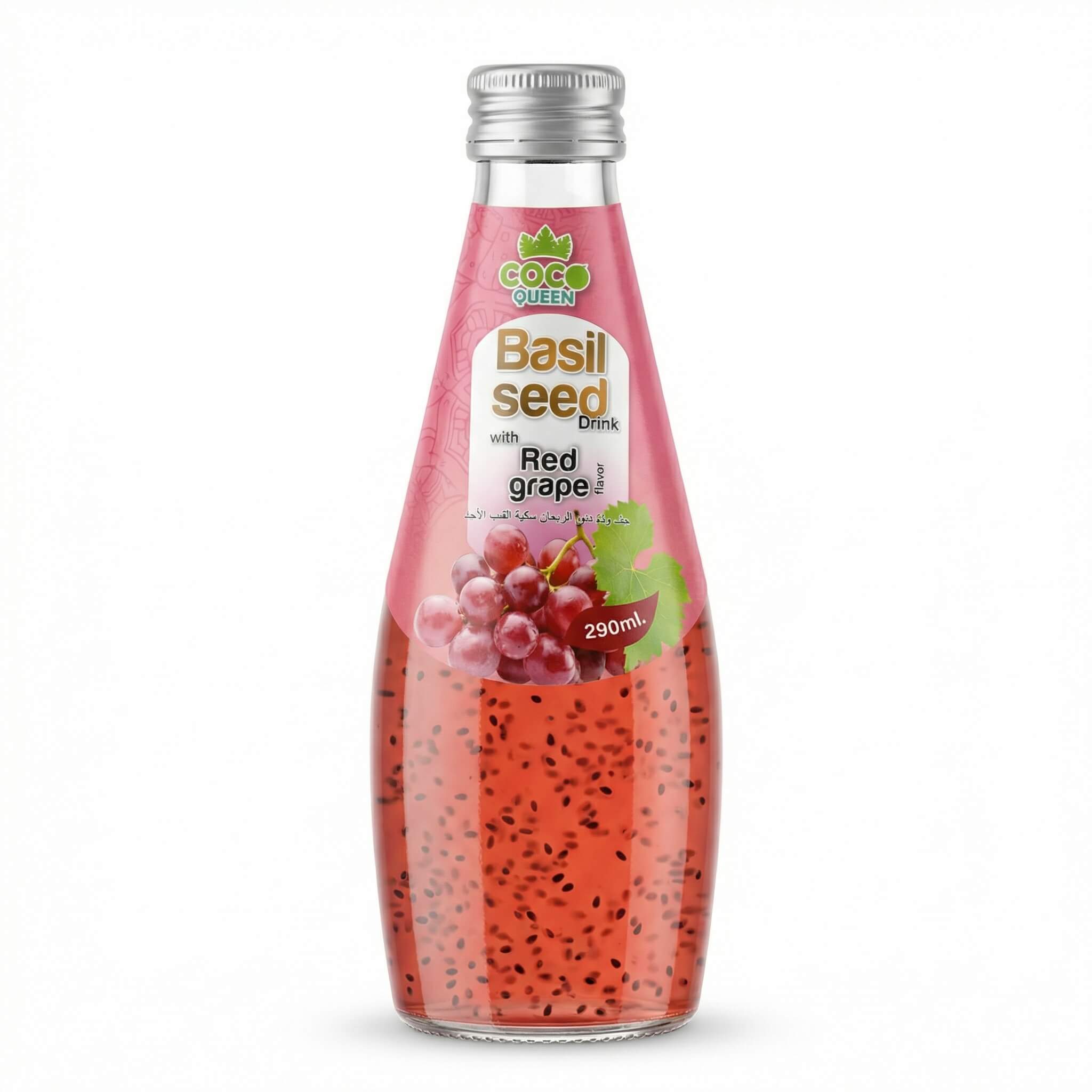 Coco Queen Basil Seed Drink with Red Grape Flavor