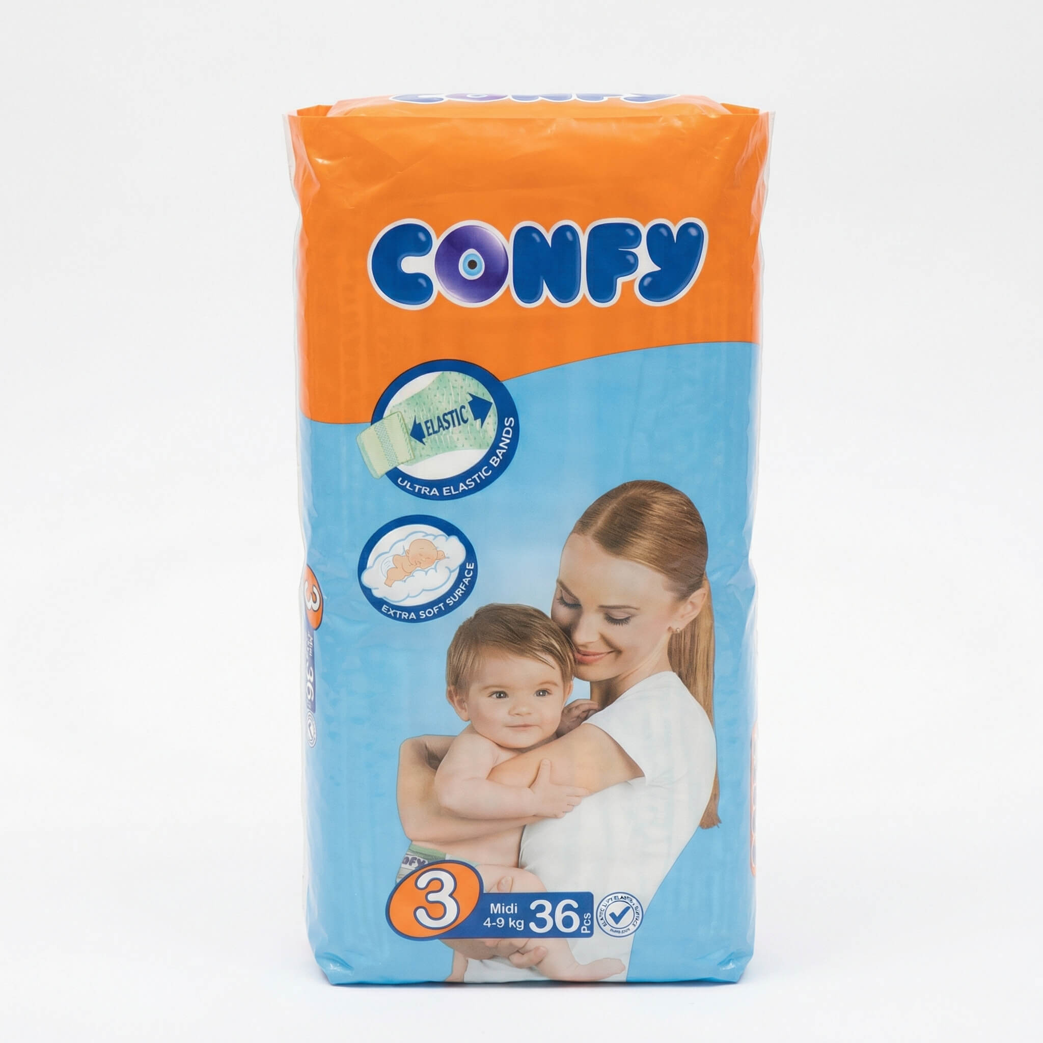 Confy Baby Diapers Size 3 Midi 4-9kg 36 Pcs