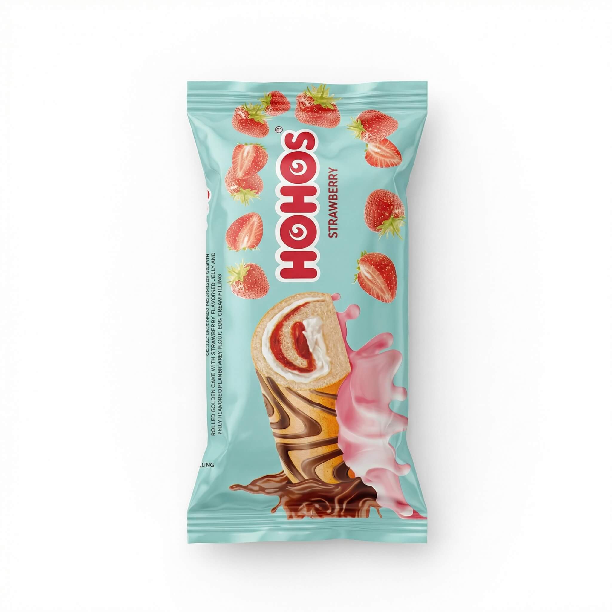 HOHOS Strawberry Rolled Golden Cake