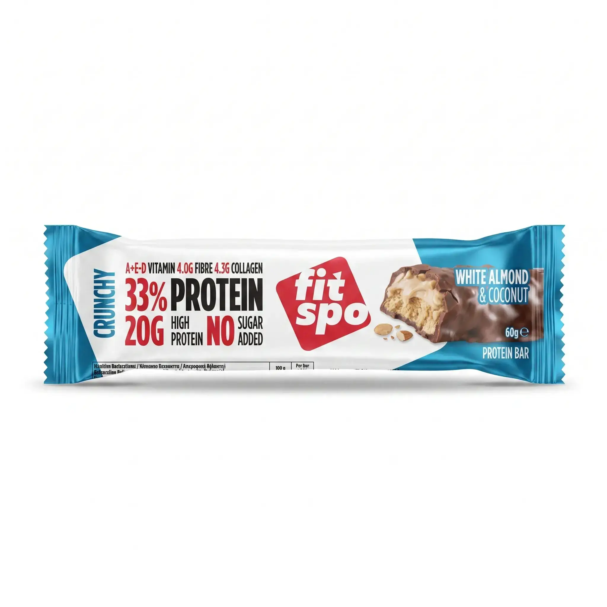 Fit Spo Crunchy White Almond & Coconut Protein Bar
