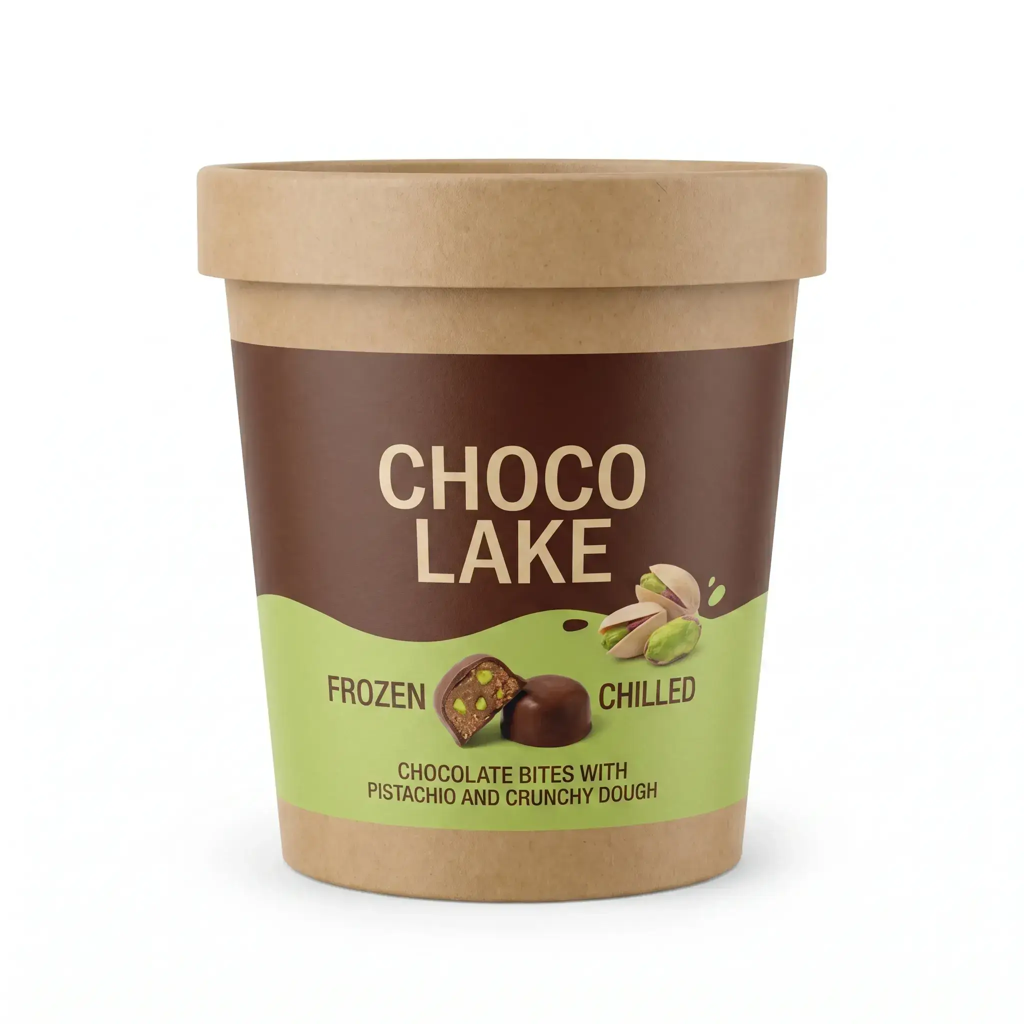 Choco Lake Frozen or Chilled Chocolate Bites with Pistachio and Crunchy Dough