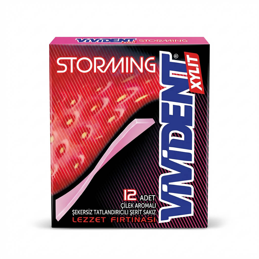 Vivident Storming Xylit Strawberry Flavor Sugar-Free Gum