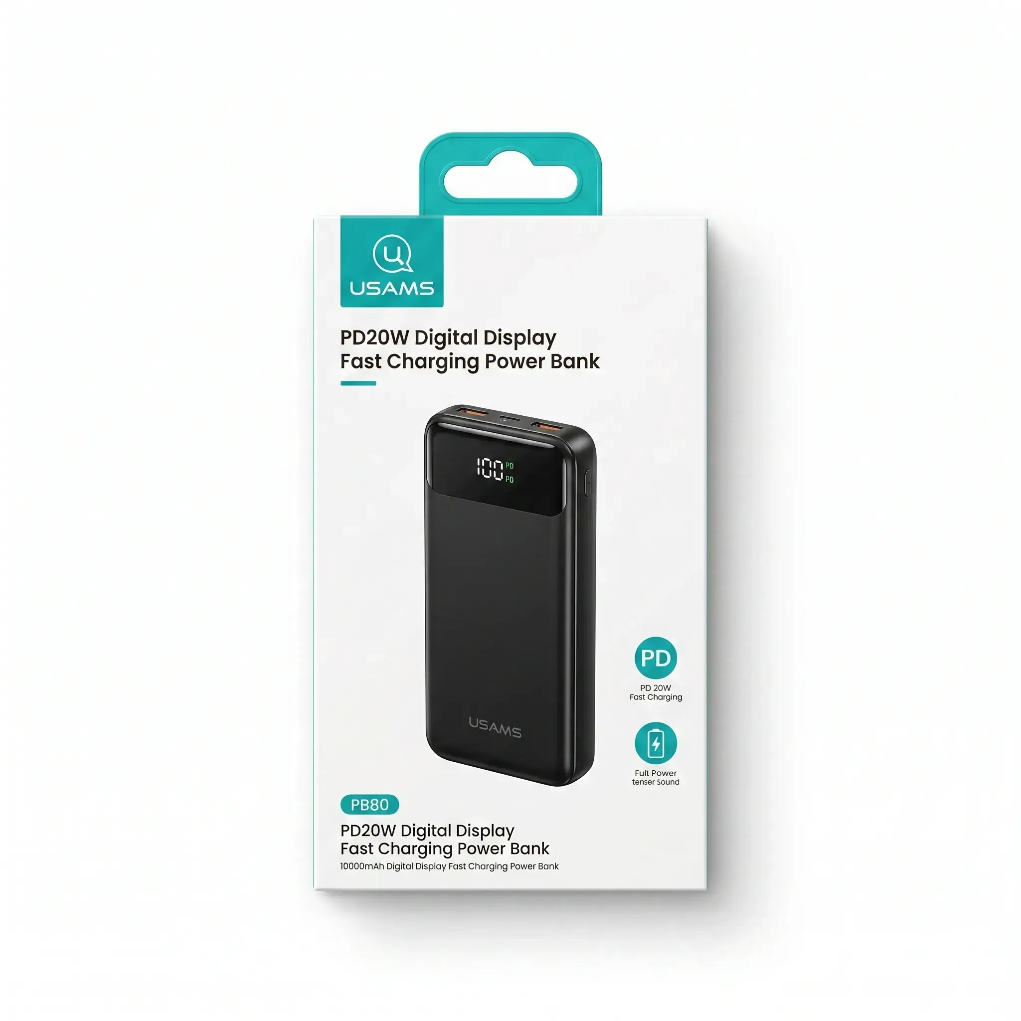 USAMS PB80 PD20W Digital Display Fast Charging Power Bank 10000mAh