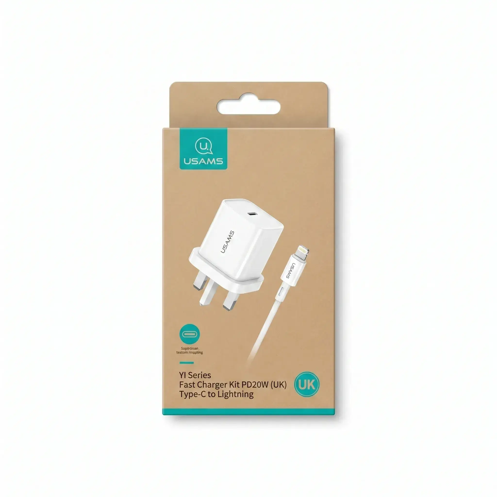 USAMS YI Series Fast Charger Kit PD20W (UK) Type-C to Lightning