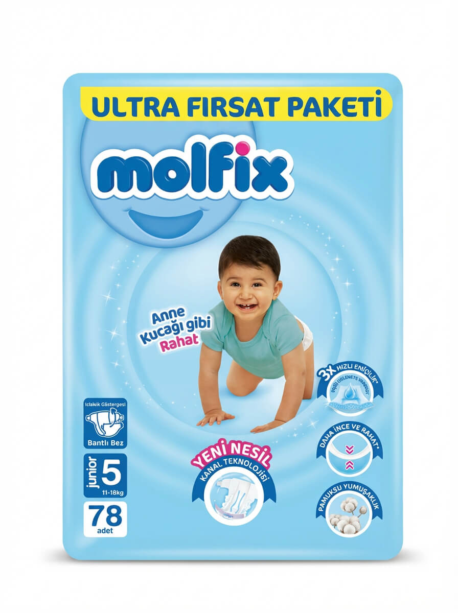 Molfix Baby Diapers Junior Size 5 (11-18kg) 78 Pieces