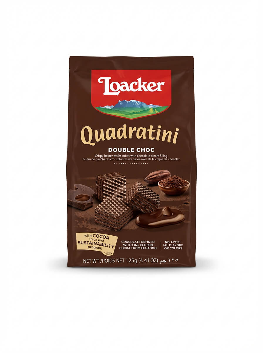 Loacker Quadratini Double Choc Cocoa Wafer Cubes