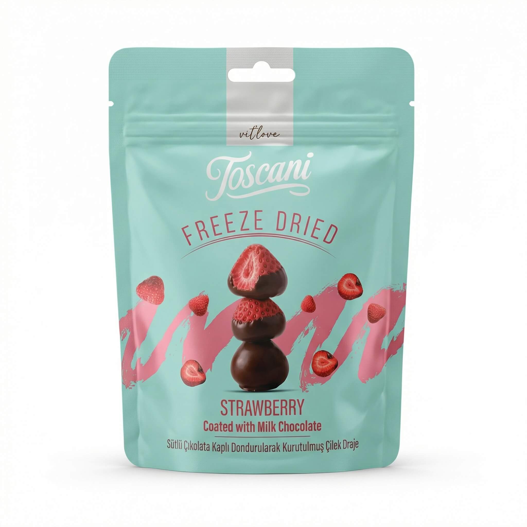 Toscani Freeze Dried Strawberry Coated with Milk Chocolate
