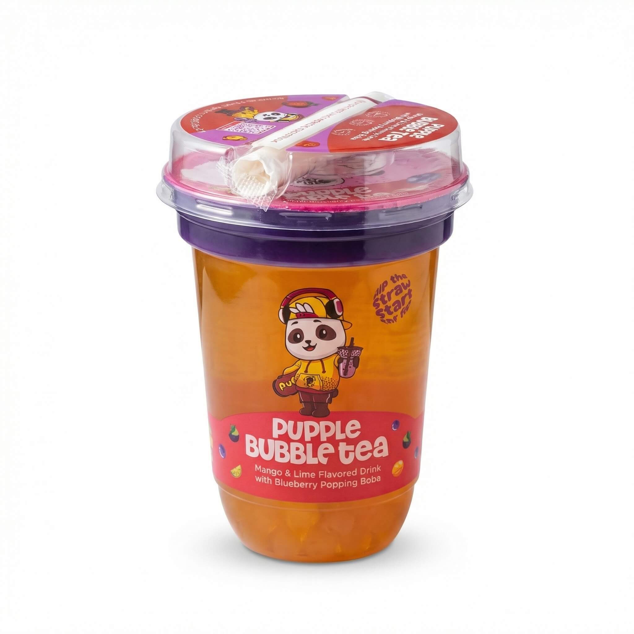 Pupple Bubble Tea Mango & Lime with Blueberry Popping Boba