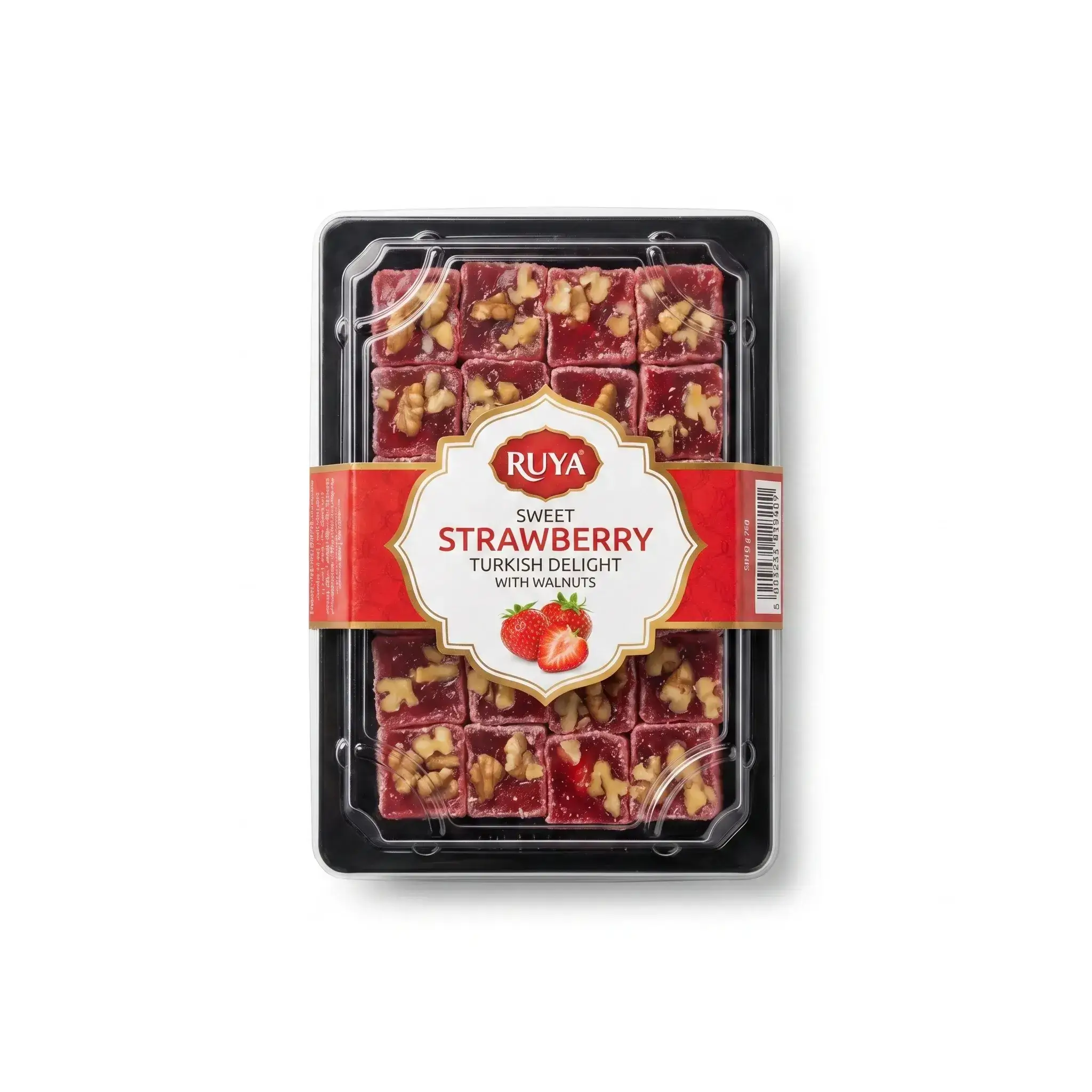 Ruya Sweet Strawberry Turkish Delight with Walnuts