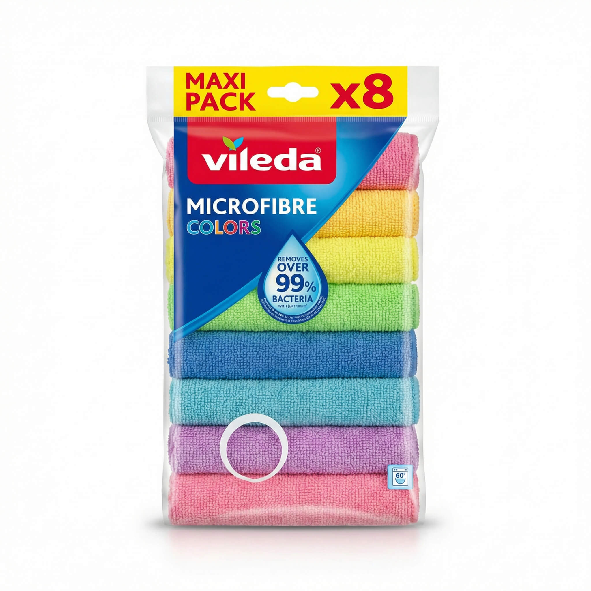 Vileda Microfibre Colors Cleaning Cloths Maxi Pack x8