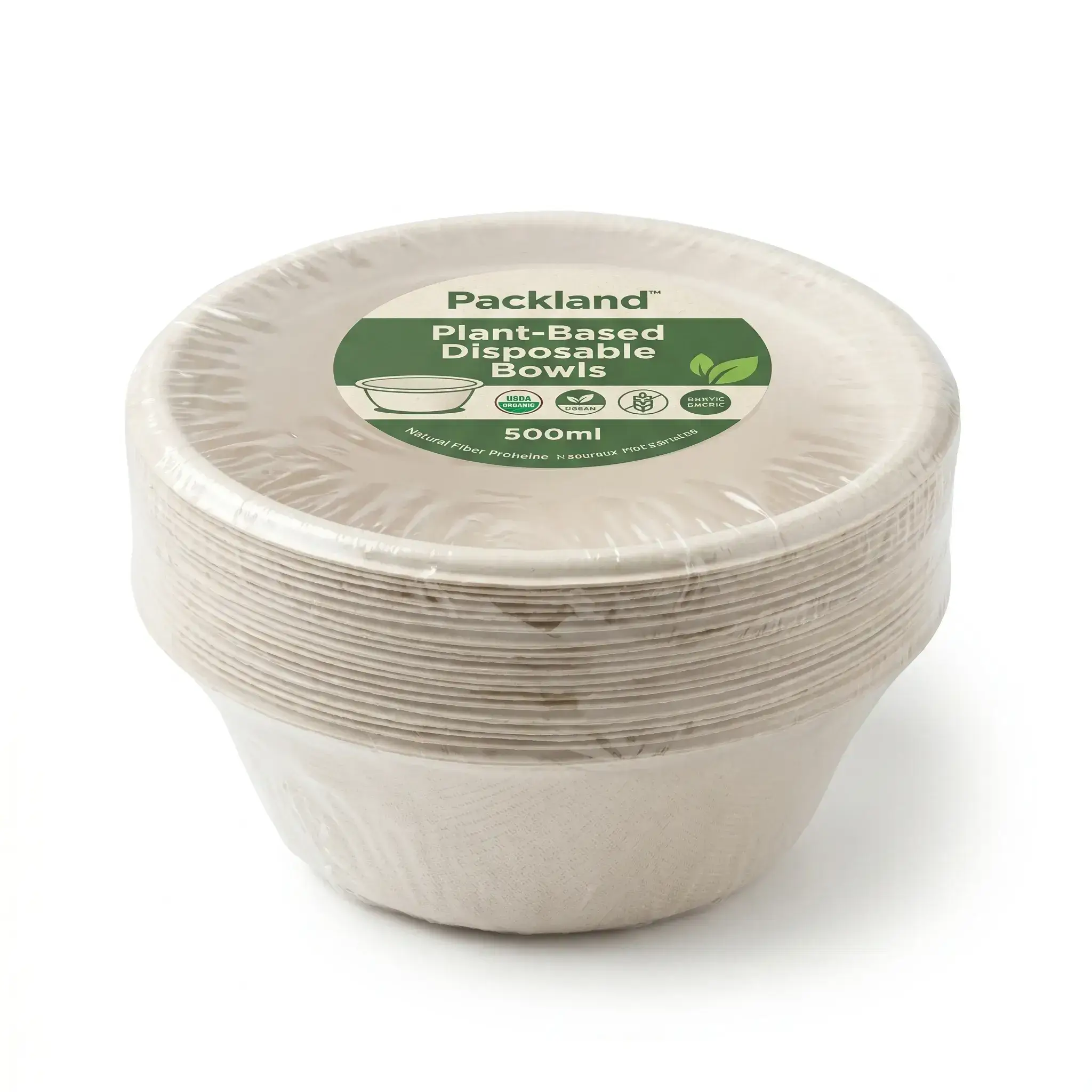 Packland Plant-Based Disposable Bowls 500ml
