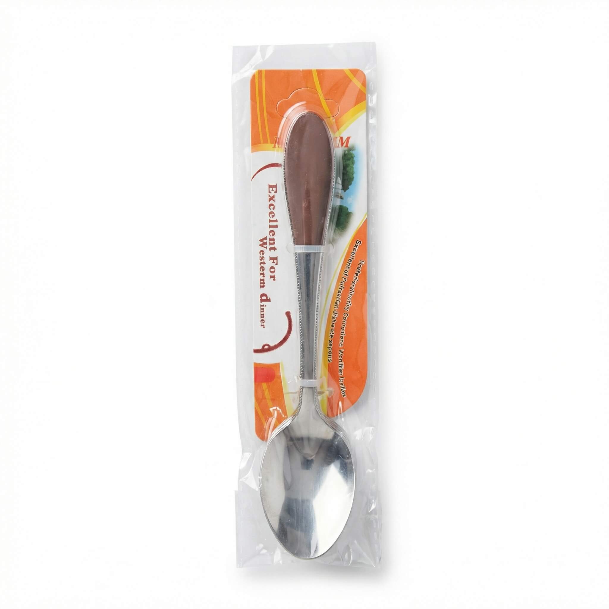 Stainless Steel Dinner Spoon with Brown Handle