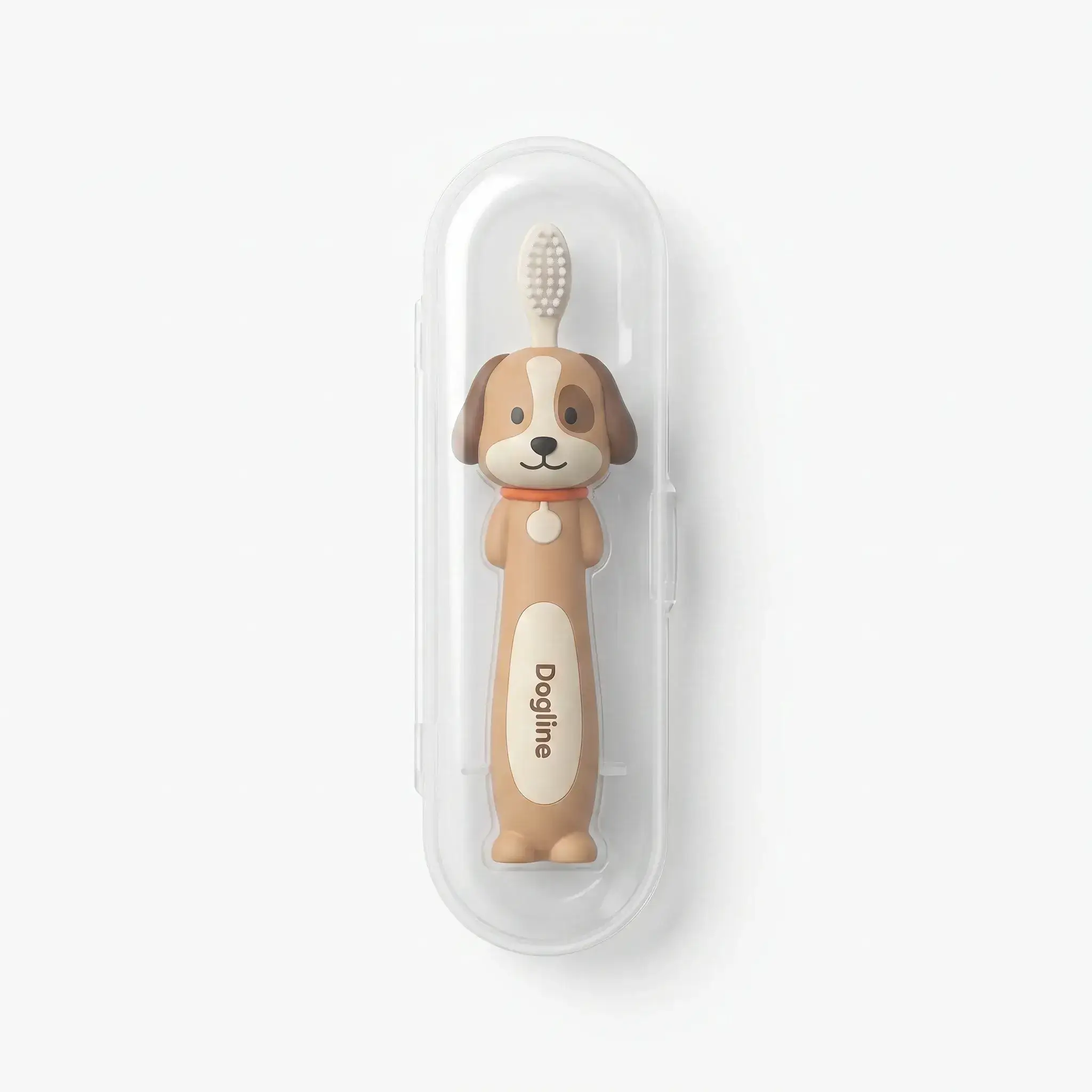 Kids Cartoon Character Toothbrush with Case - Dog Design