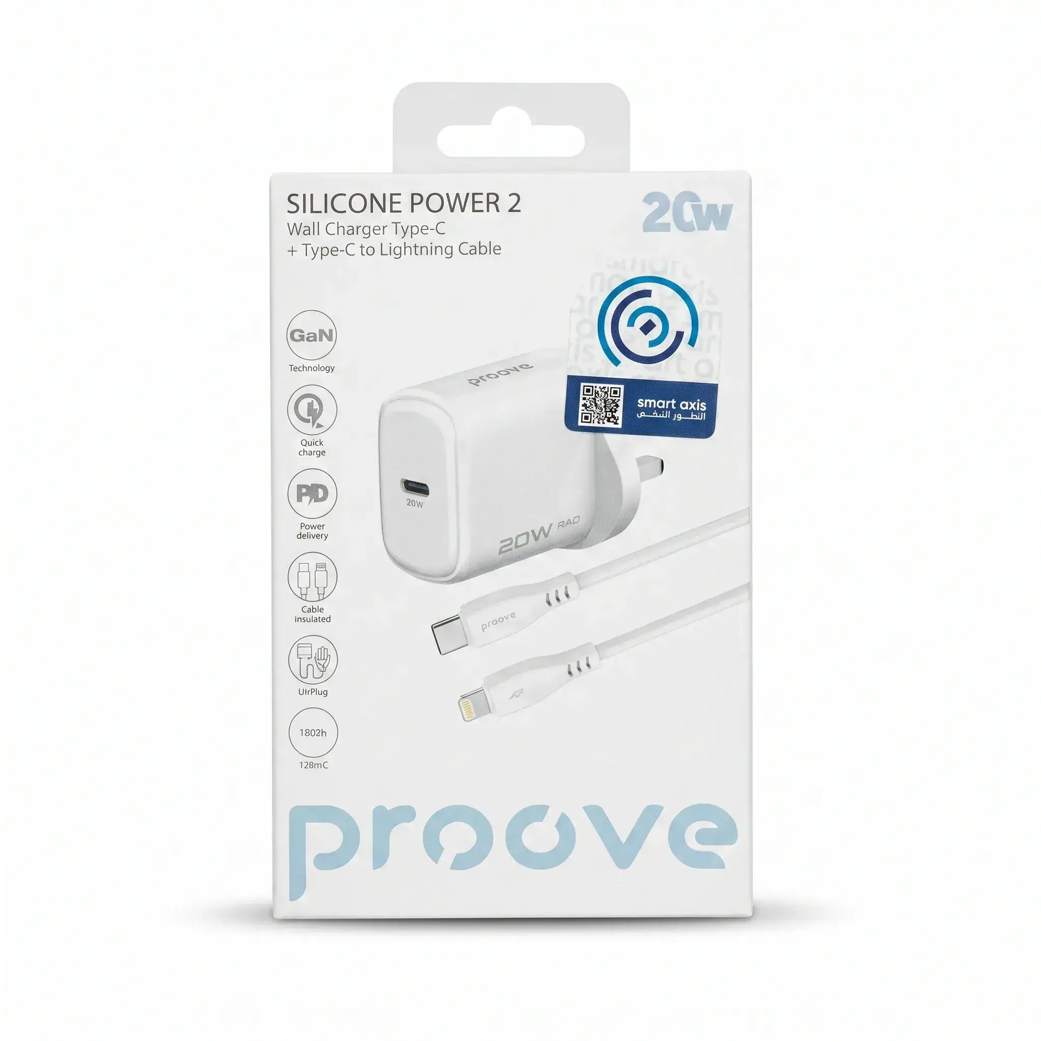 Proove Silicone Power 2 Wall Charger Type-C + Type-C to Lightning Cable 20W